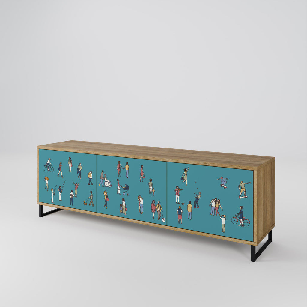 COLLECTIVE STREAM Móvel de TV com 3 Portas em Efeito Carvalho