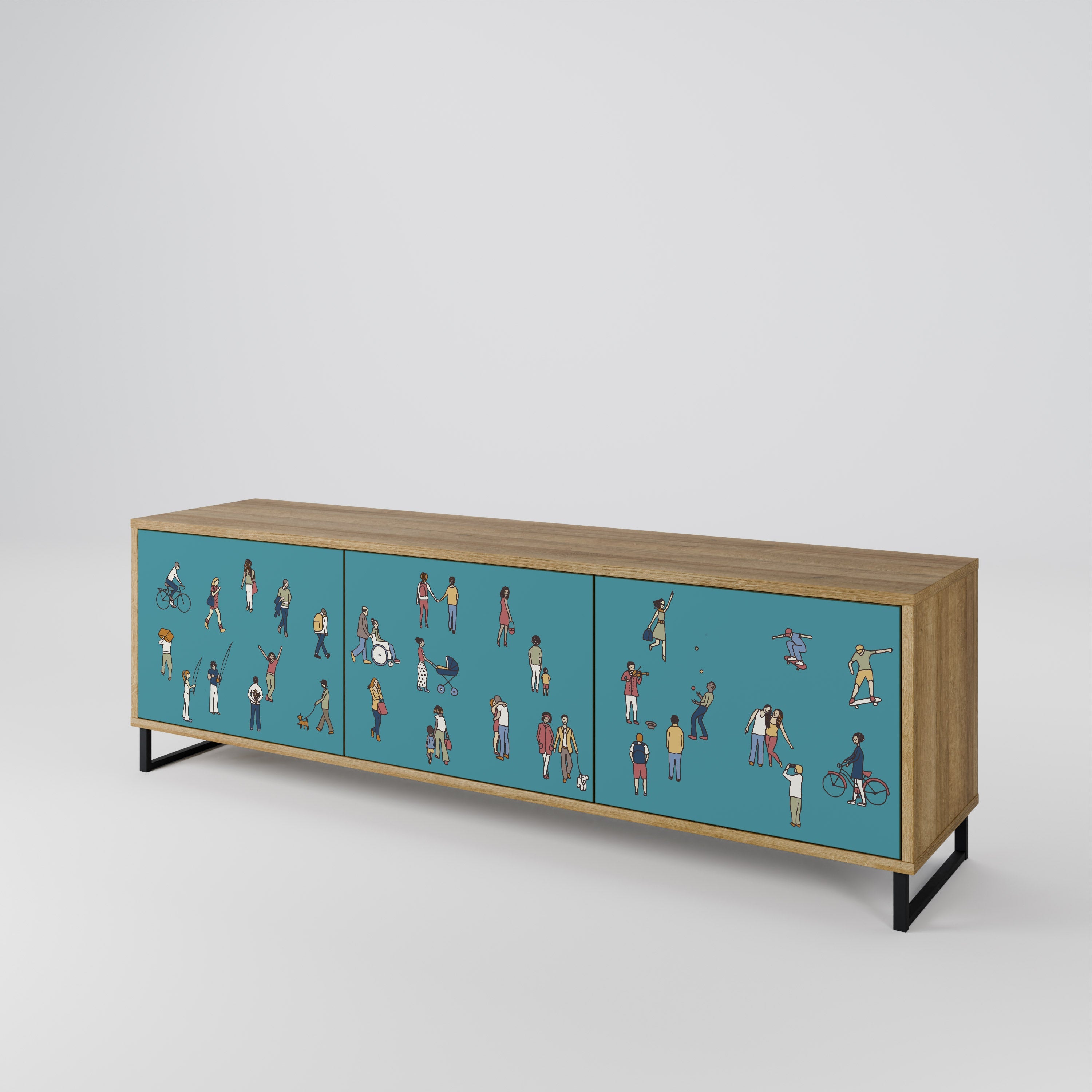 COLLECTIVE STREAM Móvel de TV com 3 Portas em Efeito Carvalho