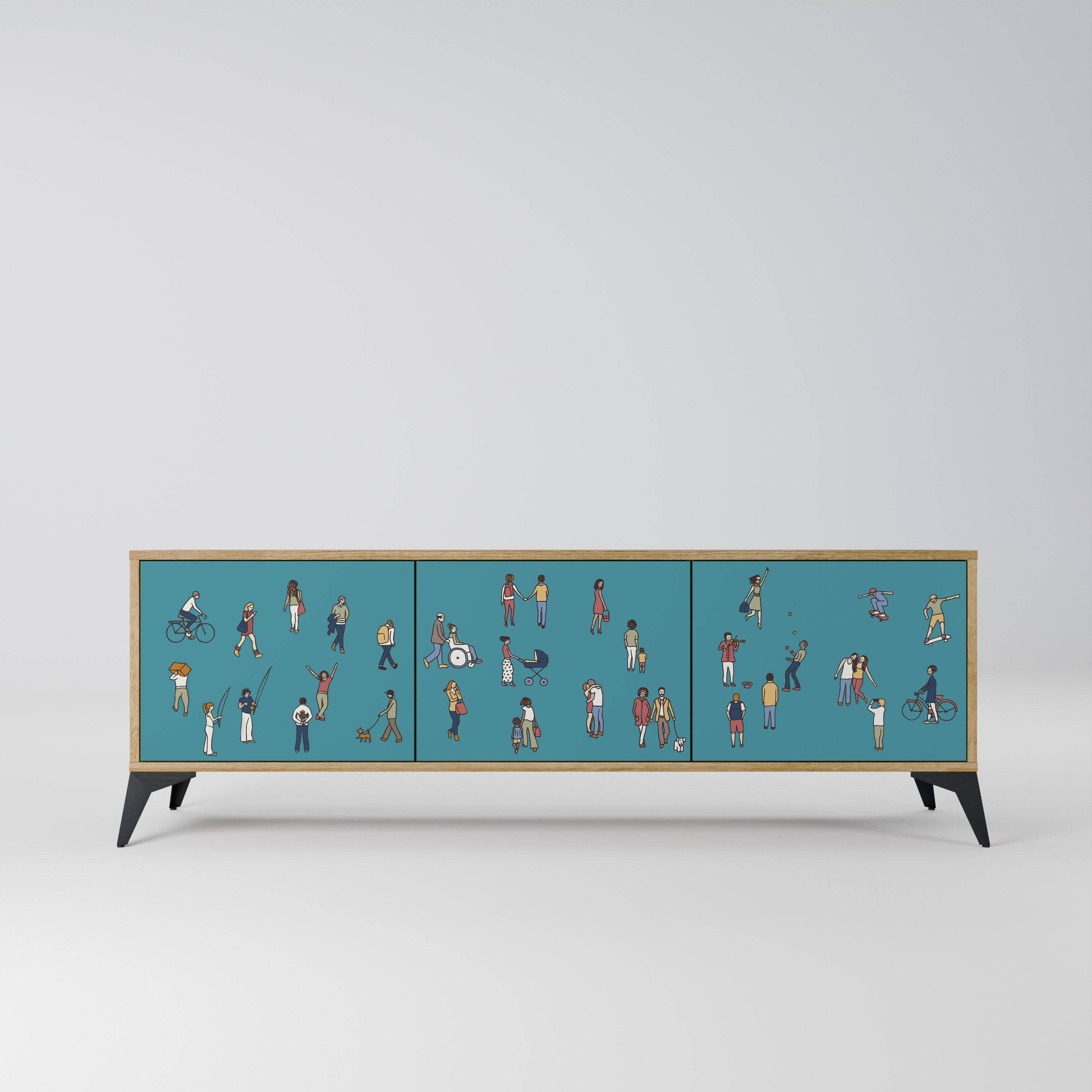 COLLECTIVE STREAM Móvel de TV com 3 Portas em Efeito Carvalho