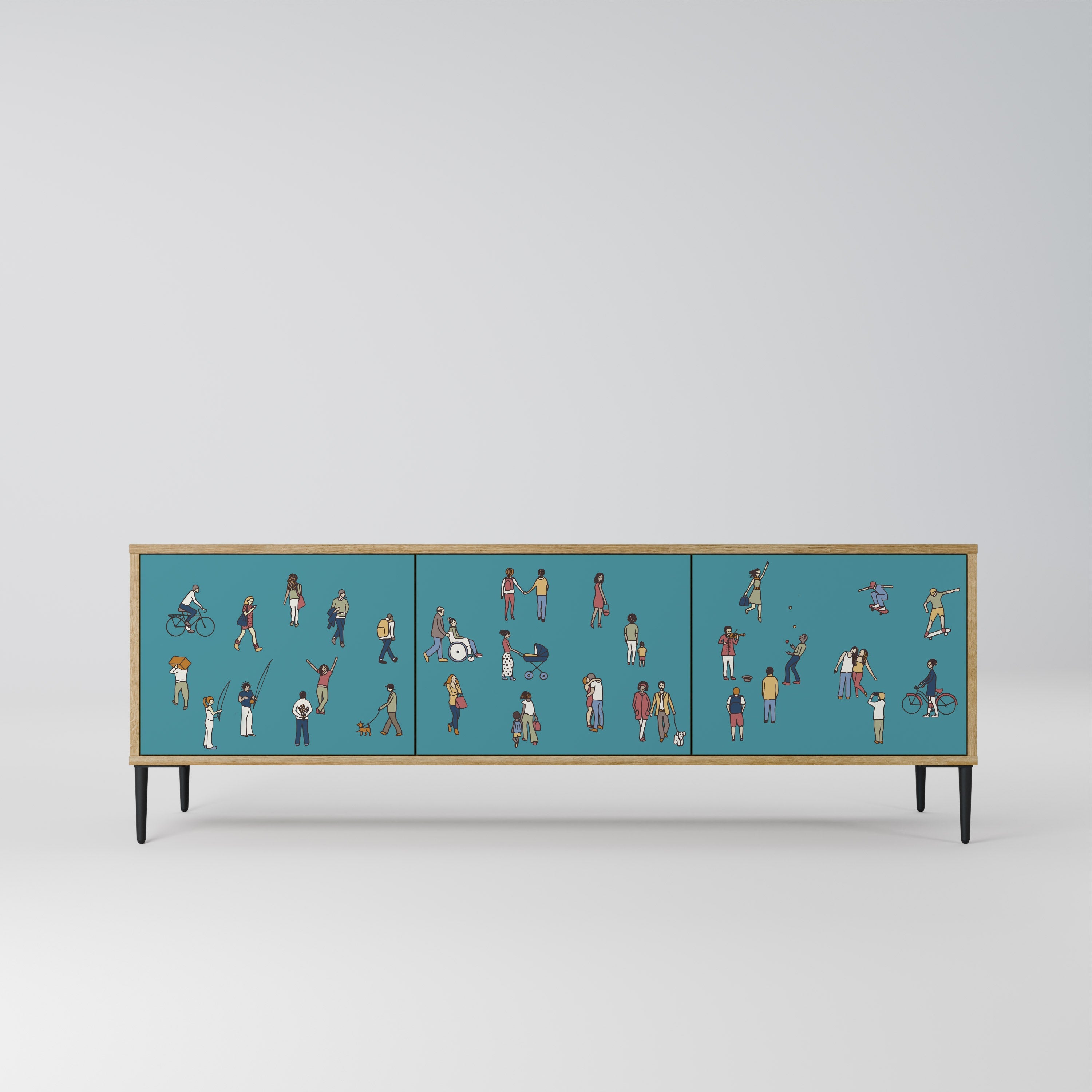 COLLECTIVE STREAM Móvel de TV com 3 Portas em Efeito Carvalho