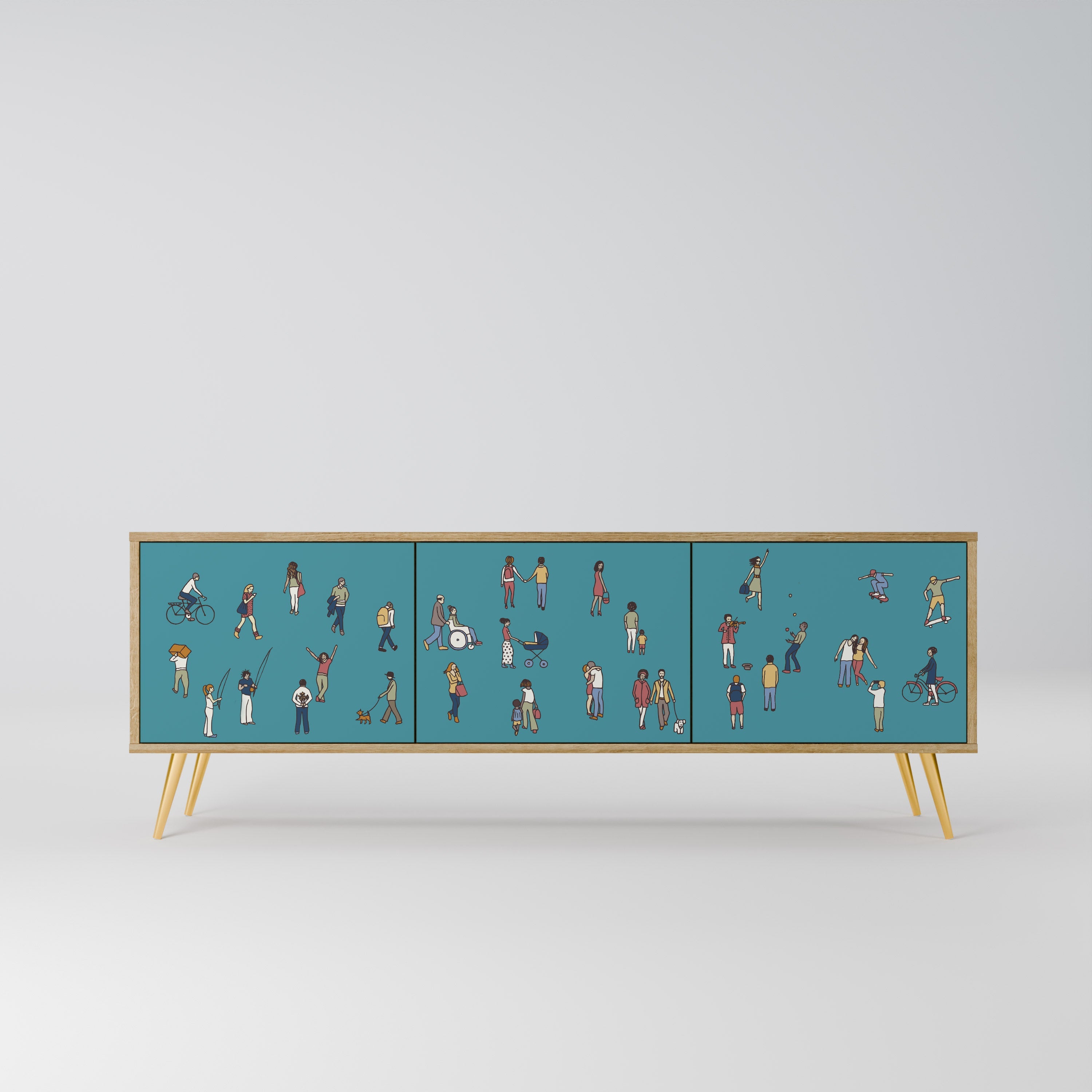 COLLECTIVE STREAM Móvel de TV com 3 Portas em Efeito Carvalho