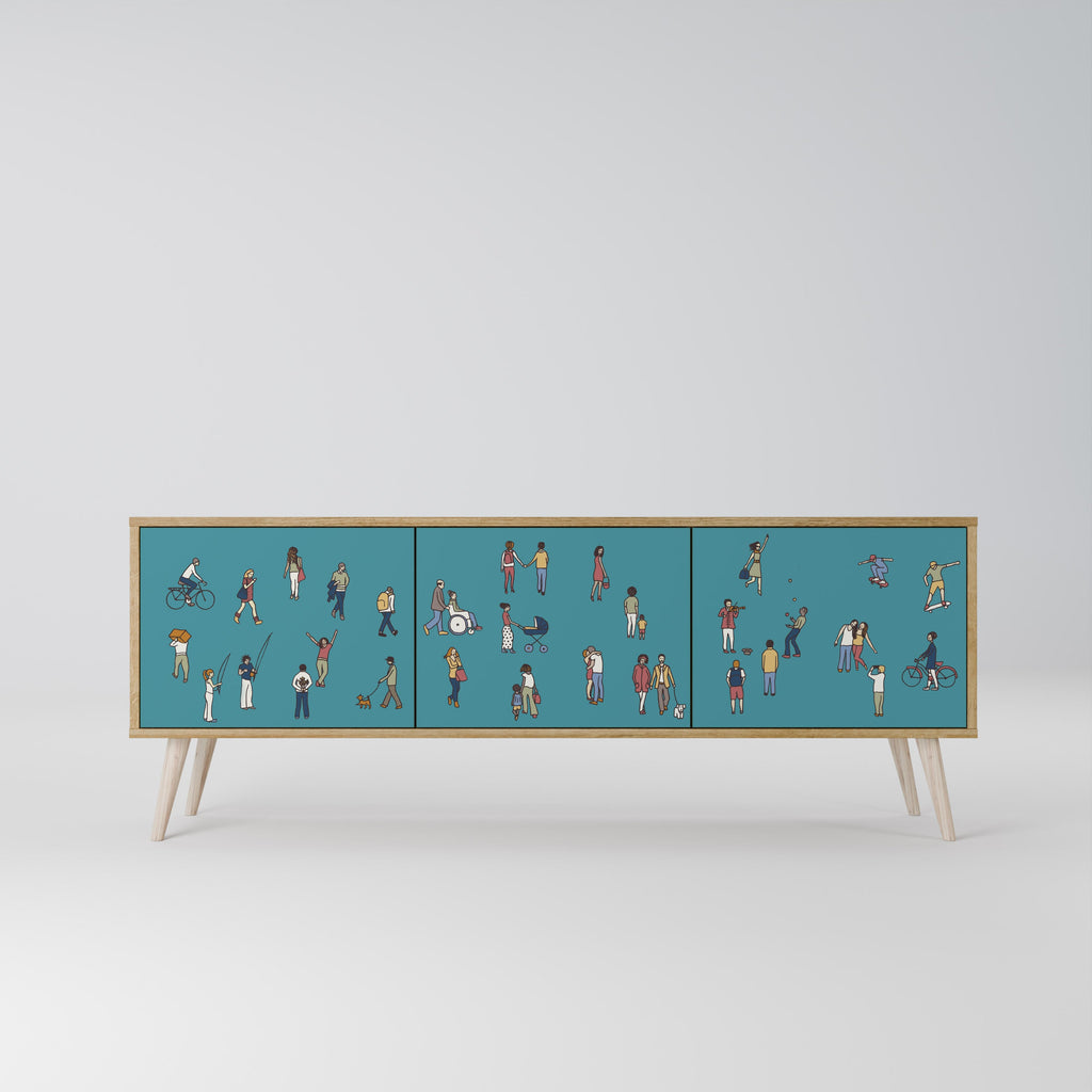 COLLECTIVE STREAM Móvel de TV com 3 Portas em Efeito Carvalho