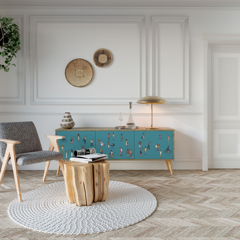 COLLECTIVE STREAM Móvel de TV com 3 Portas em Efeito Carvalho