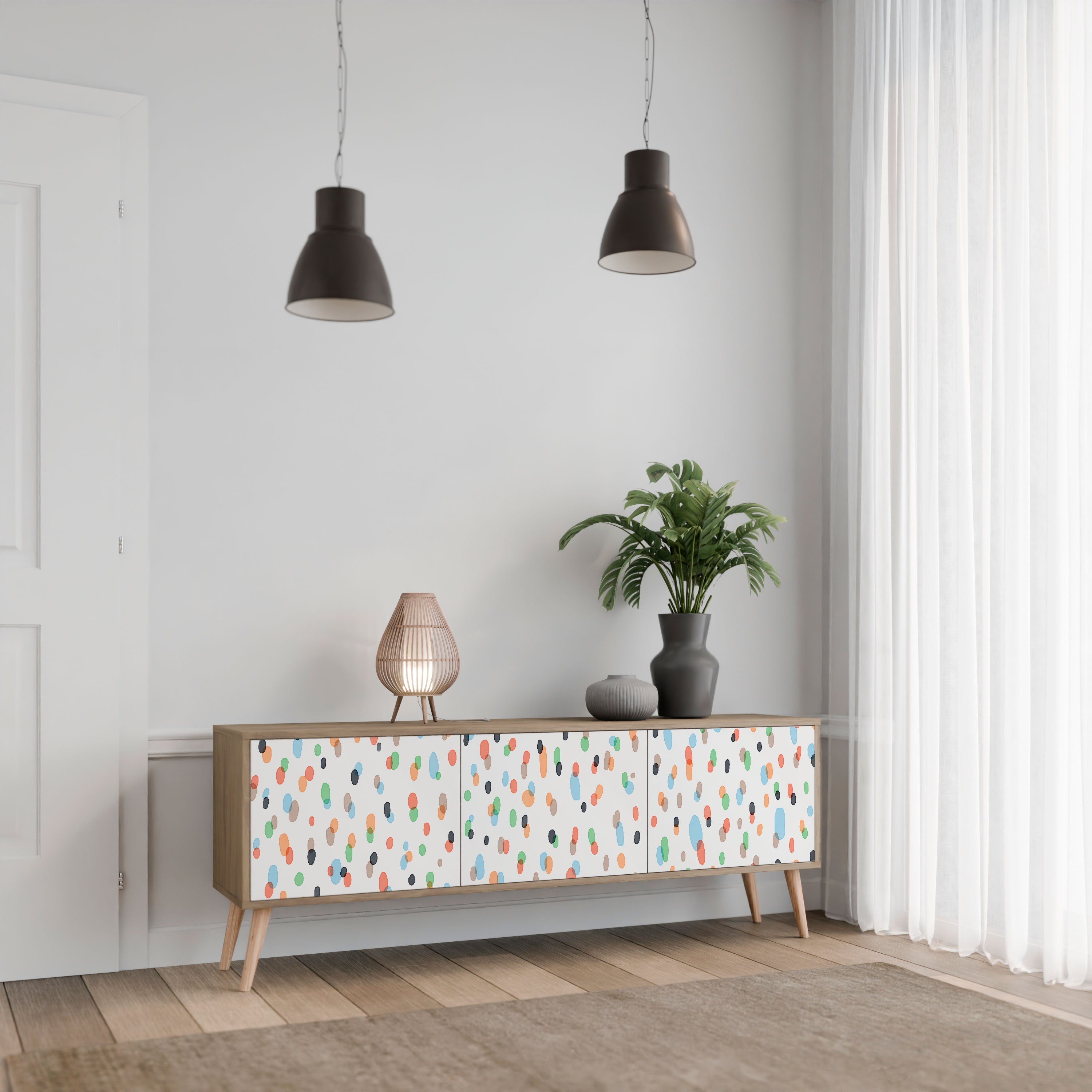 ENERGETIC SPOTS Móvel de TV com 3 Portas em Efeito Carvalho