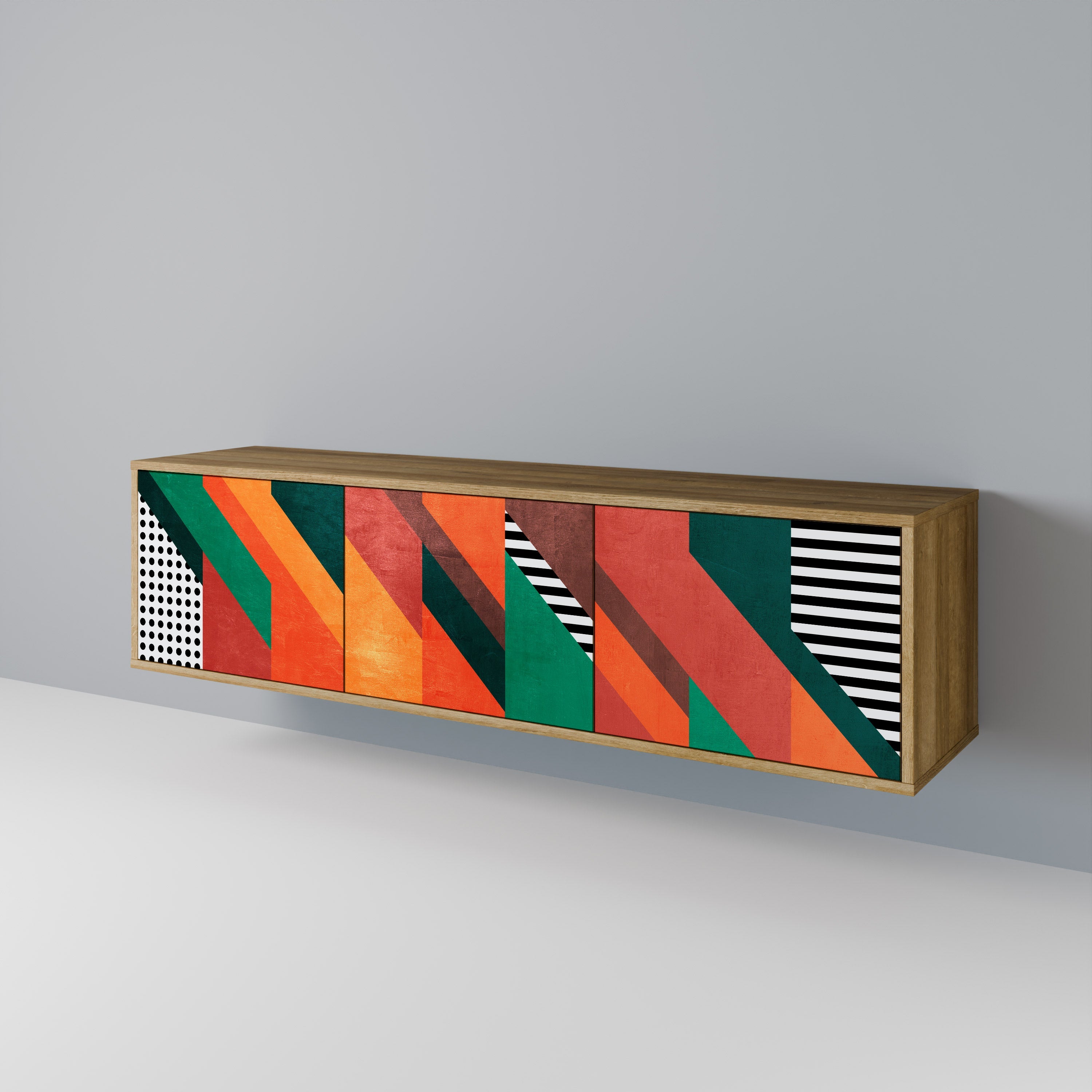 MAKESHIFT ARTISTRY Móvel de TV com 3 Portas em Efeito Carvalho