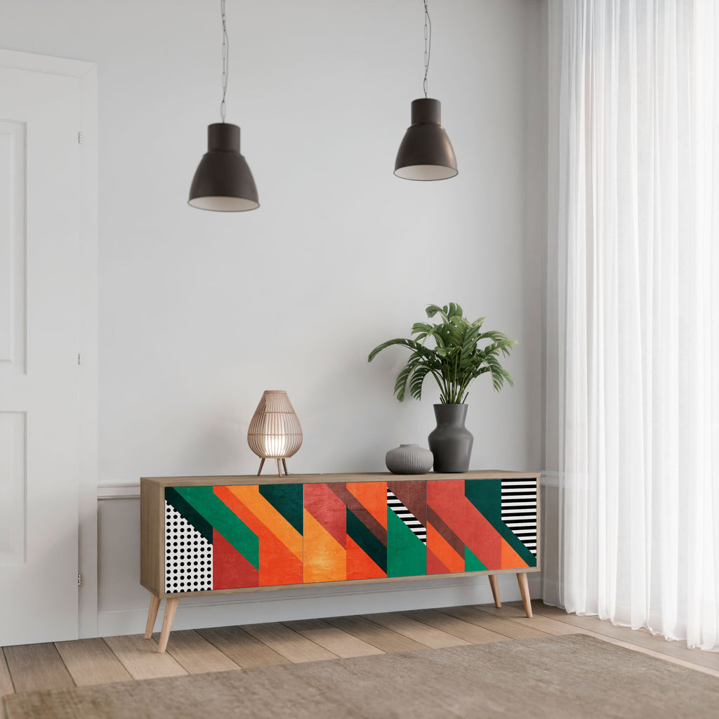 MAKESHIFT ARTISTRY Móvel de TV com 3 Portas em Efeito Carvalho