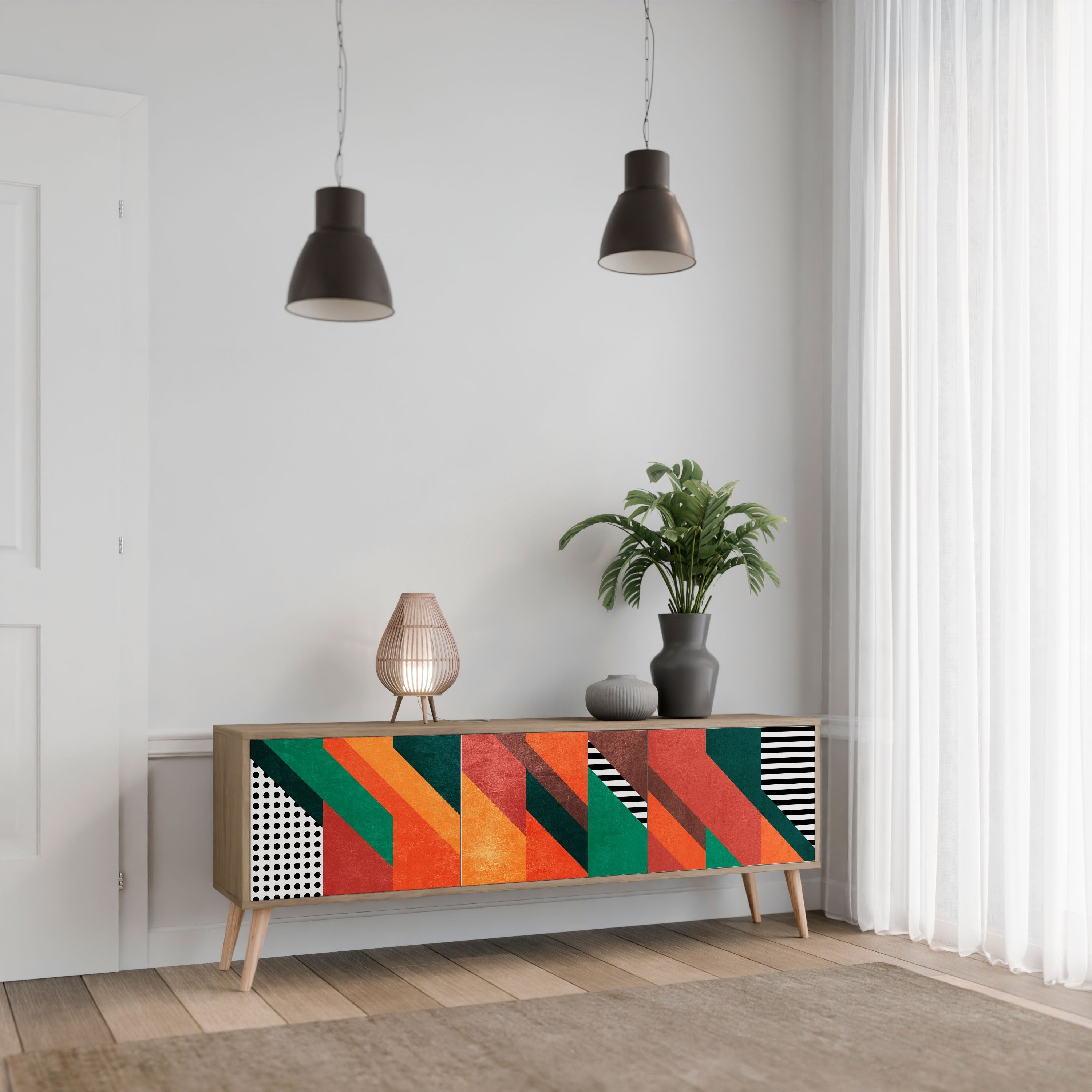 MAKESHIFT ARTISTRY Móvel de TV com 3 Portas em Efeito Carvalho