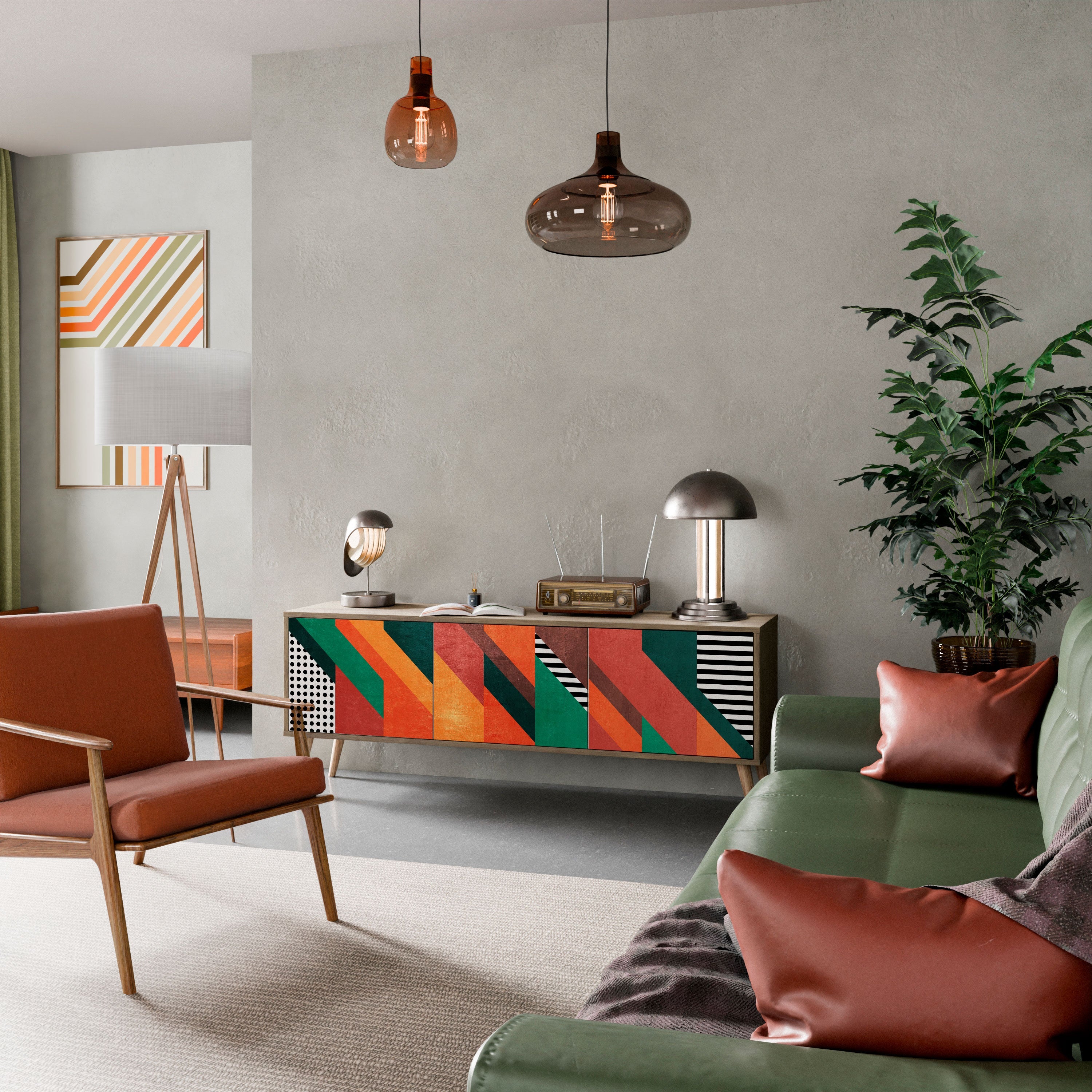 MAKESHIFT ARTISTRY Móvel de TV com 3 Portas em Efeito Carvalho