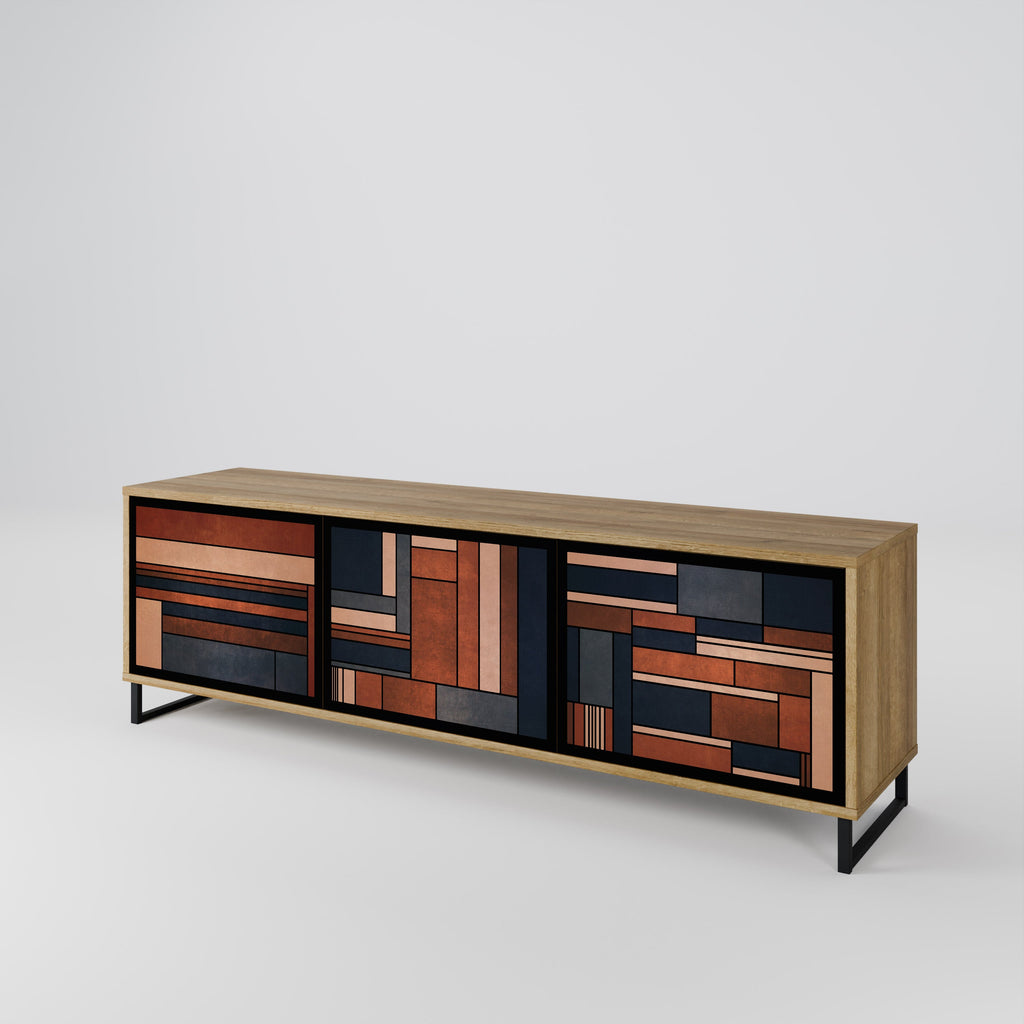 INTREPID FORMATION Móvel de TV com 3 Portas em Efeito Carvalho