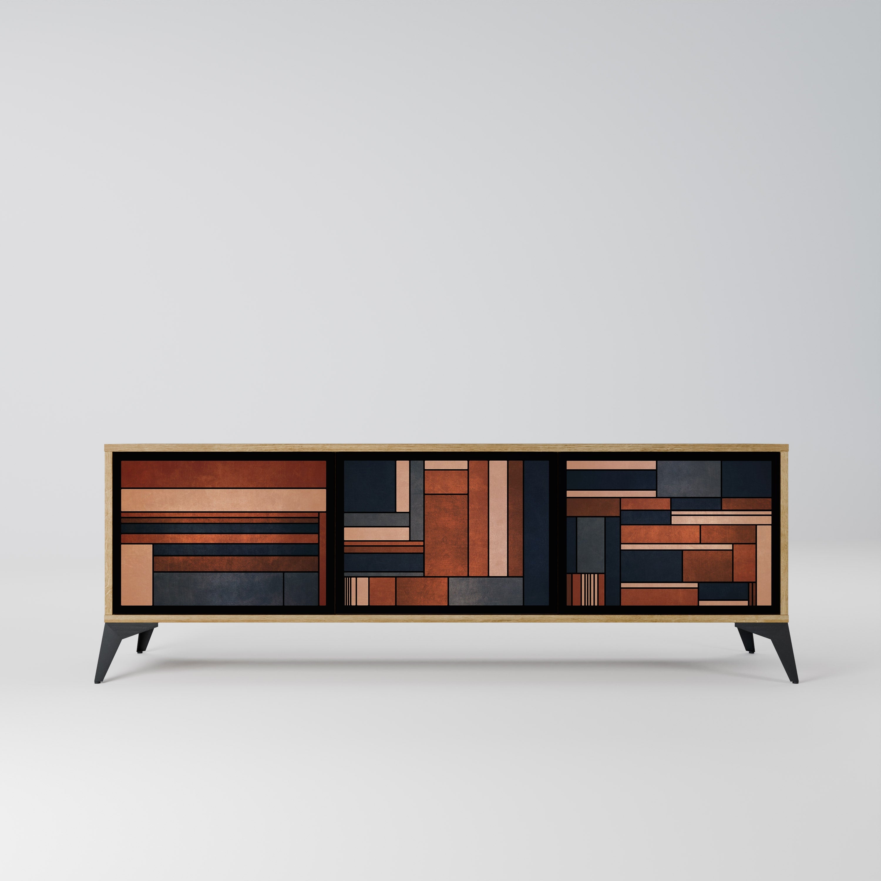 INTREPID FORMATION Móvel de TV com 3 Portas em Efeito Carvalho