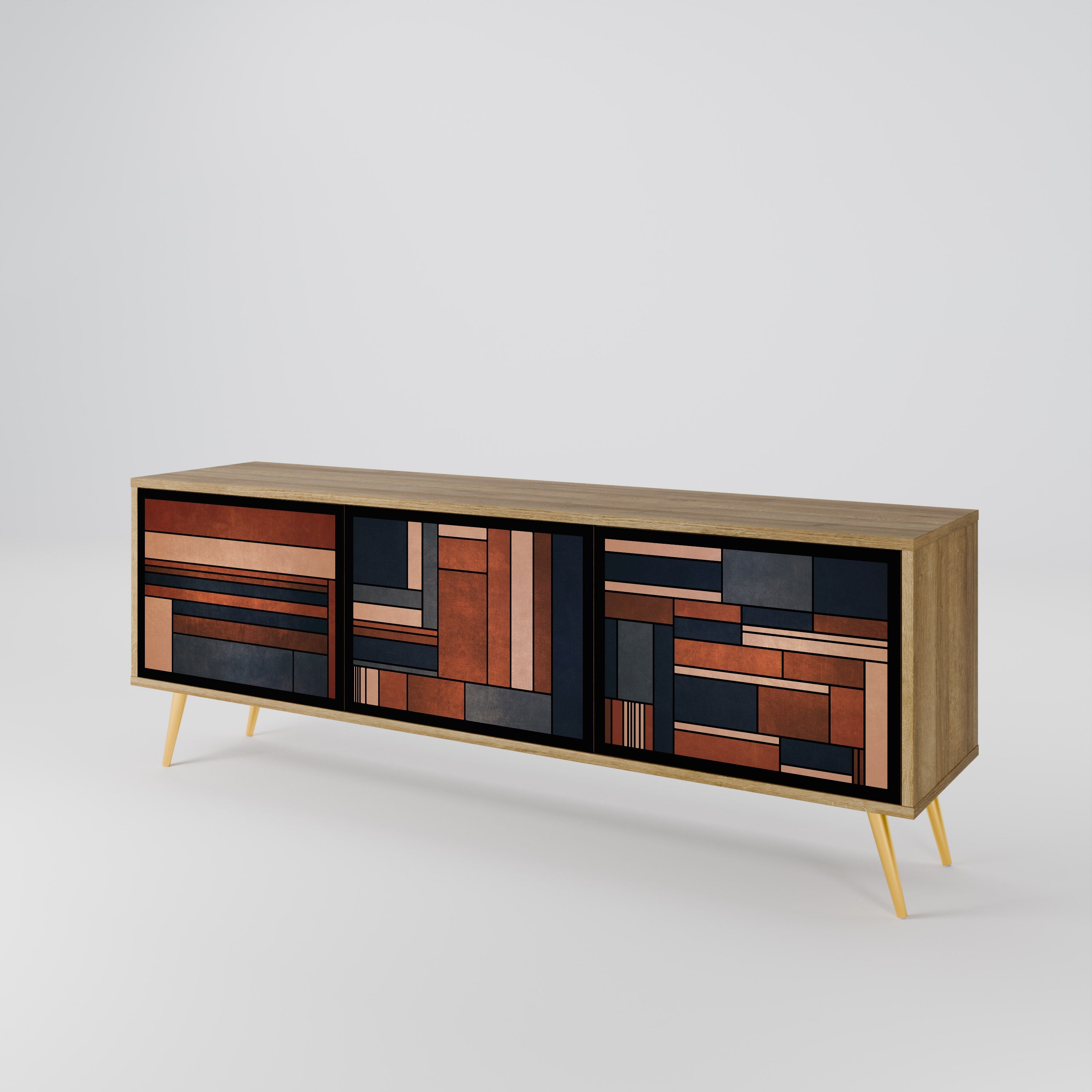 INTREPID FORMATION Móvel de TV com 3 Portas em Efeito Carvalho