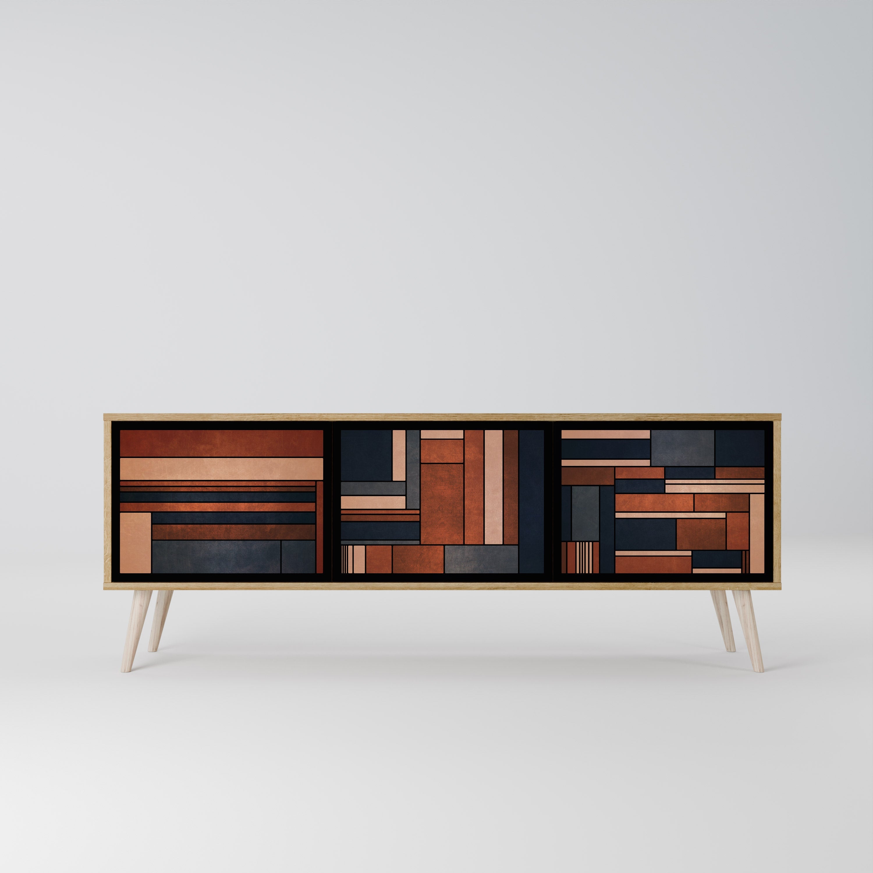 INTREPID FORMATION Móvel de TV com 3 Portas em Efeito Carvalho