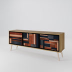 INTREPID FORMATION Móvel de TV com 3 Portas em Efeito Carvalho