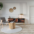 INTREPID FORMATION Móvel de TV com 3 Portas em Efeito Carvalho