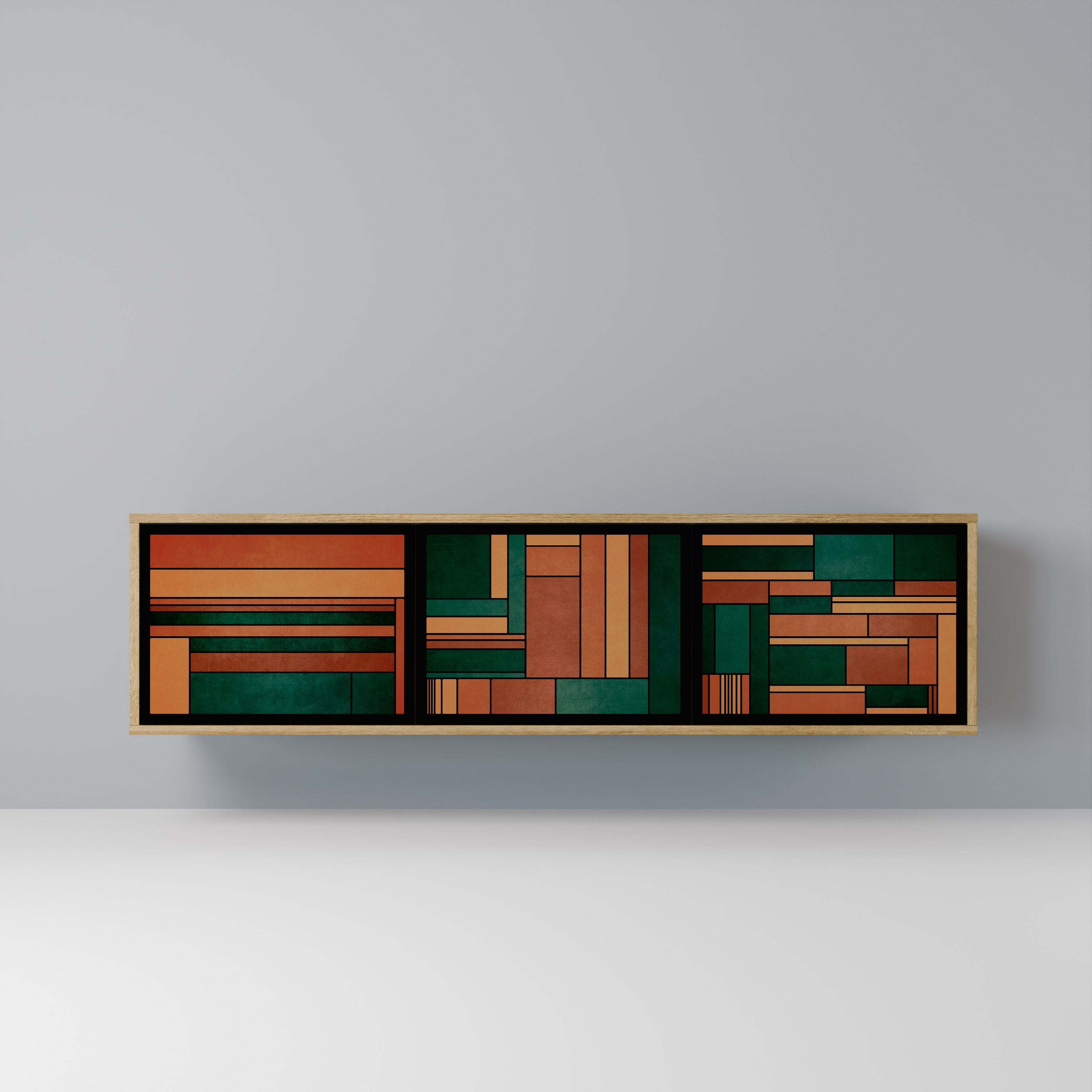 EARTHY FIGURES Móvel de TV com 3 Portas em Efeito Carvalho