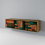 EARTHY FIGURES Móvel de TV com 3 Portas em Efeito Carvalho