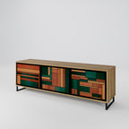 EARTHY FIGURES Móvel de TV com 3 Portas em Efeito Carvalho