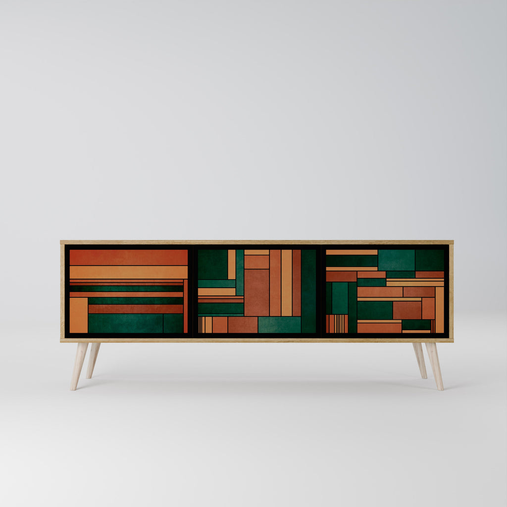 EARTHY FIGURES Móvel de TV com 3 Portas em Efeito Carvalho