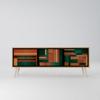 EARTHY FIGURES Móvel de TV com 3 Portas em Efeito Carvalho