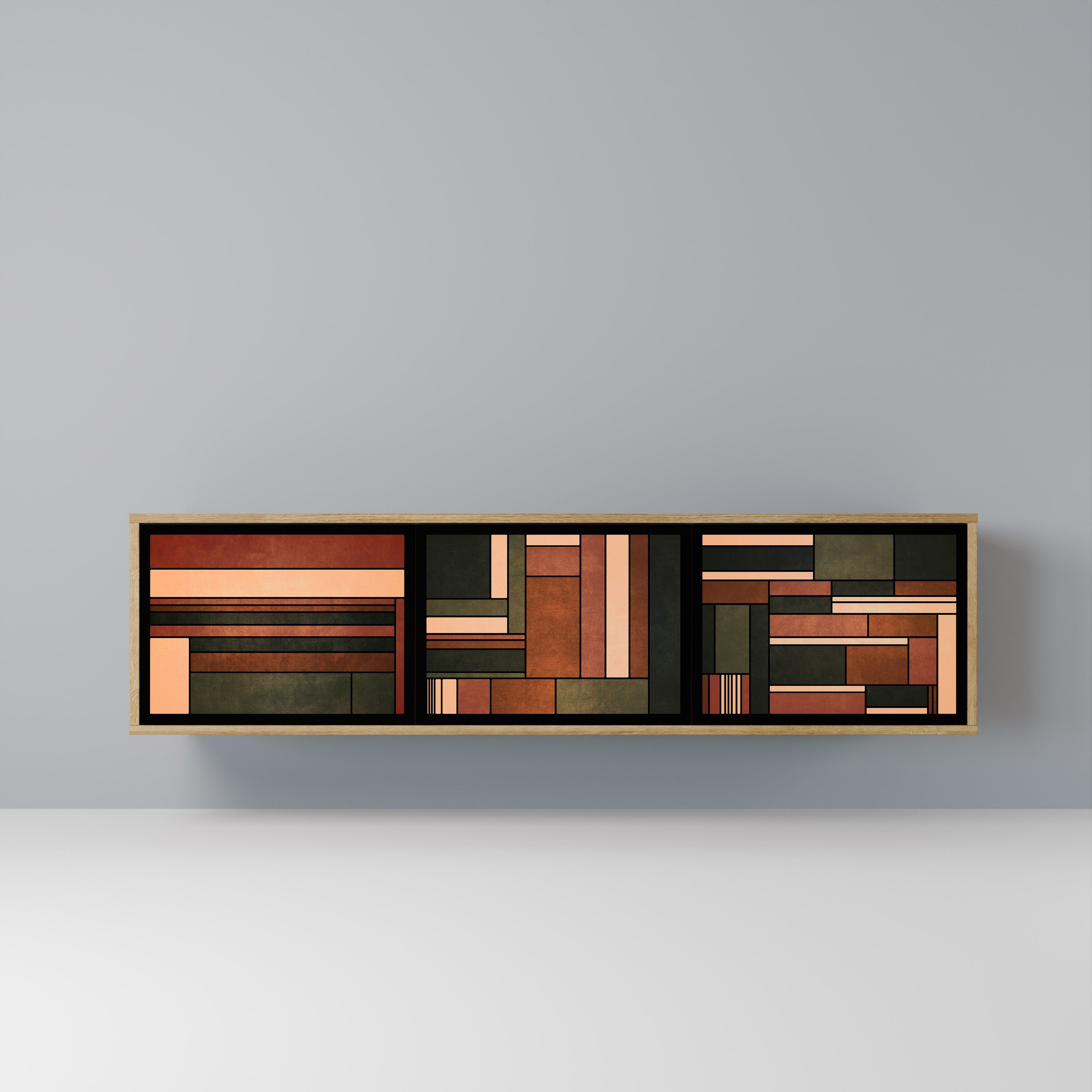 FIGURES OF NATURE Móvel de TV com 3 Portas em Efeito Carvalho