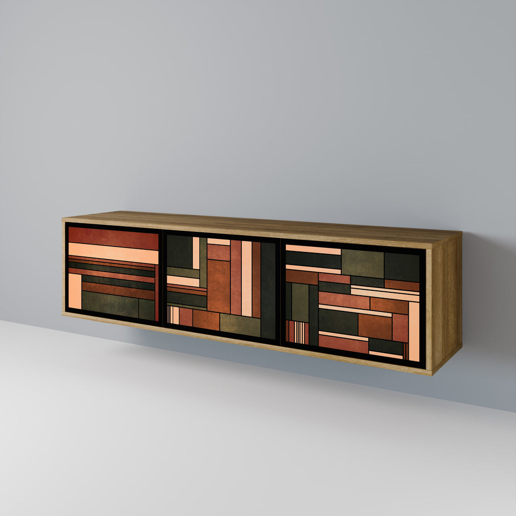 FIGURES OF NATURE Móvel de TV com 3 Portas em Efeito Carvalho