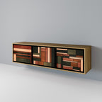 FIGURES OF NATURE Móvel de TV com 3 Portas em Efeito Carvalho