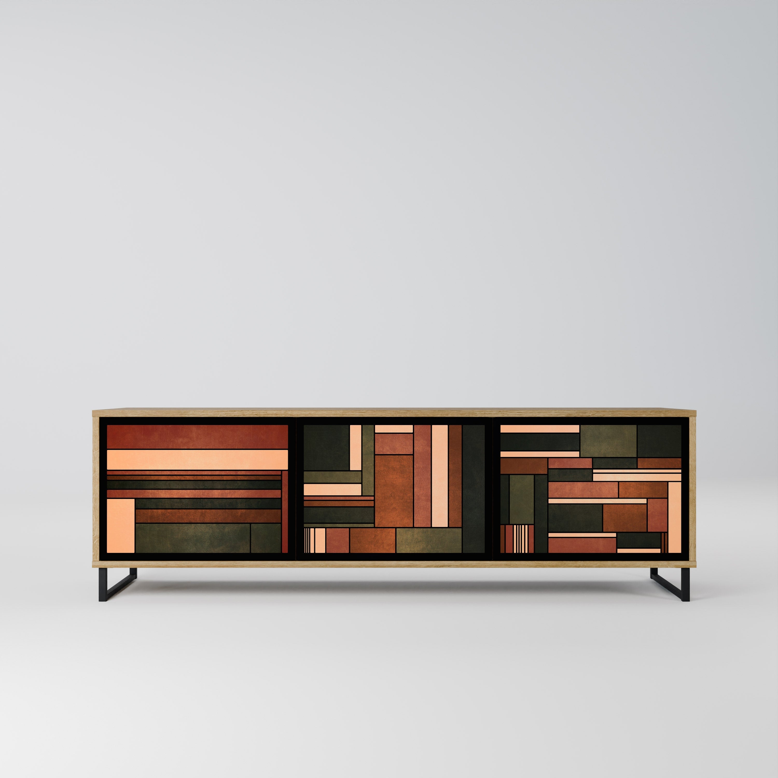 FIGURES OF NATURE Móvel de TV com 3 Portas em Efeito Carvalho