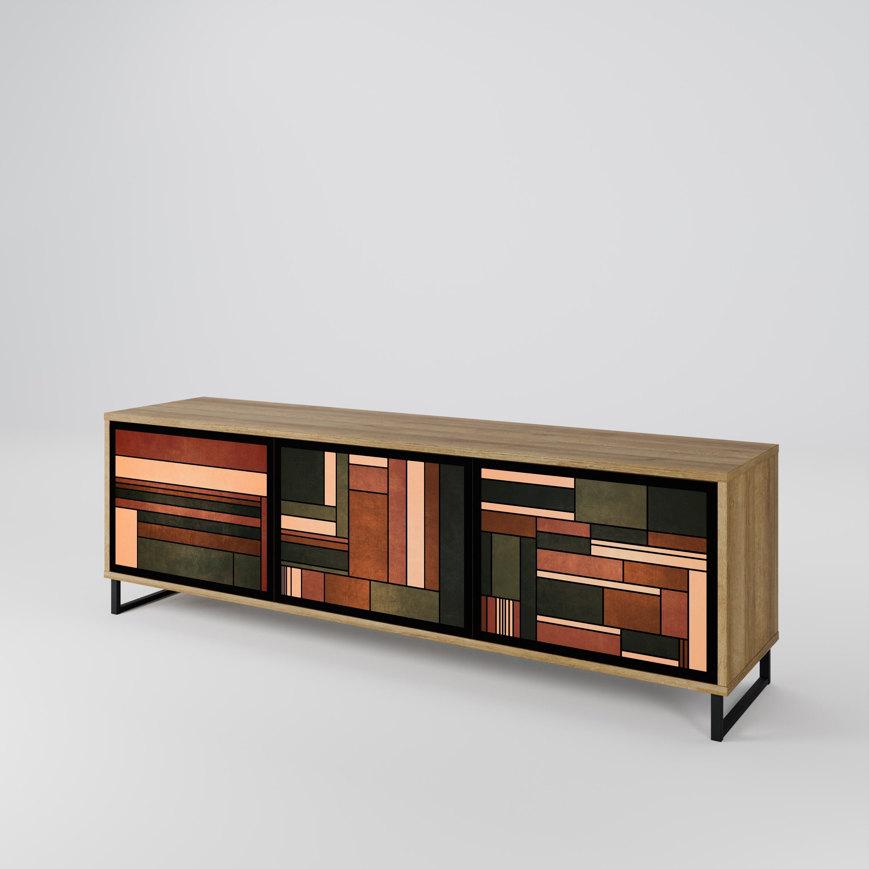 FIGURES OF NATURE Móvel de TV com 3 Portas em Efeito Carvalho