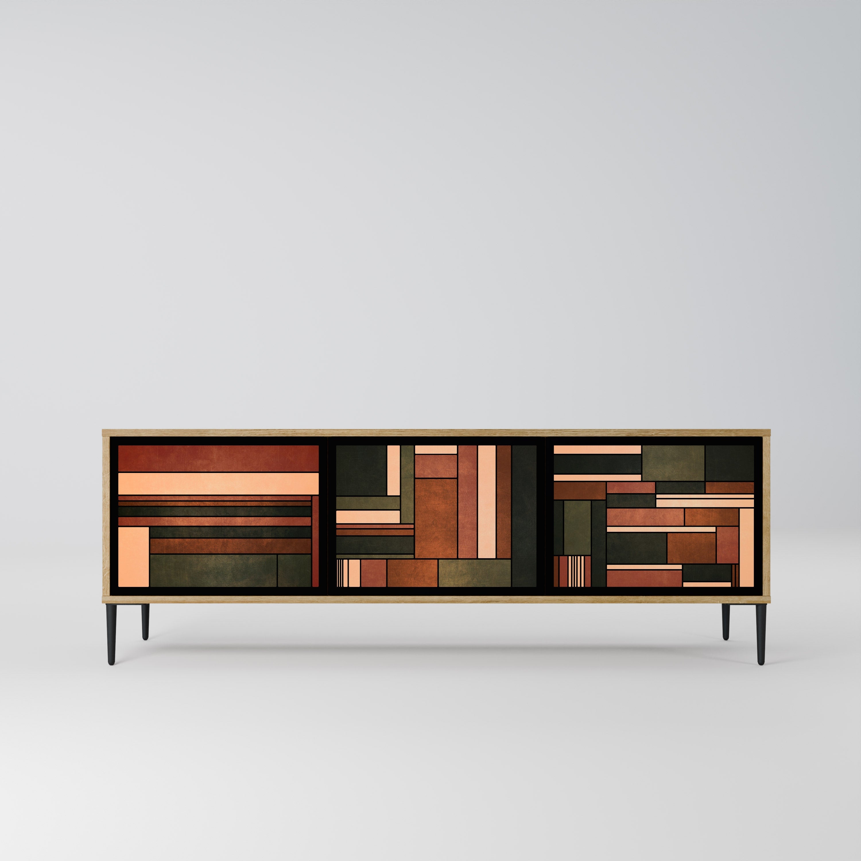 FIGURES OF NATURE Móvel de TV com 3 Portas em Efeito Carvalho