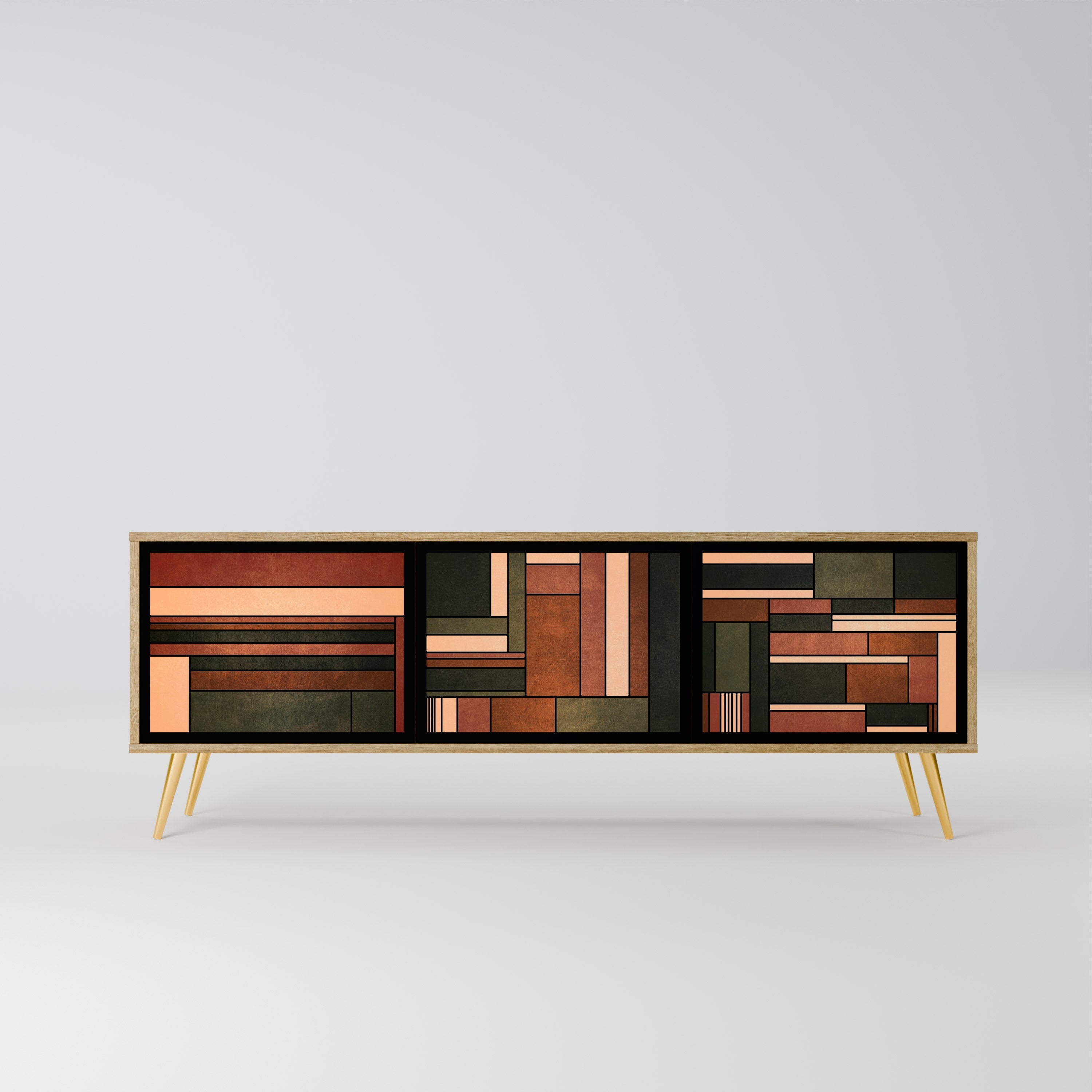 FIGURES OF NATURE Móvel de TV com 3 Portas em Efeito Carvalho