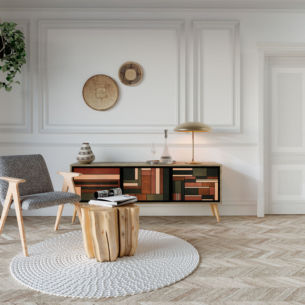 FIGURES OF NATURE Móvel de TV com 3 Portas em Efeito Carvalho