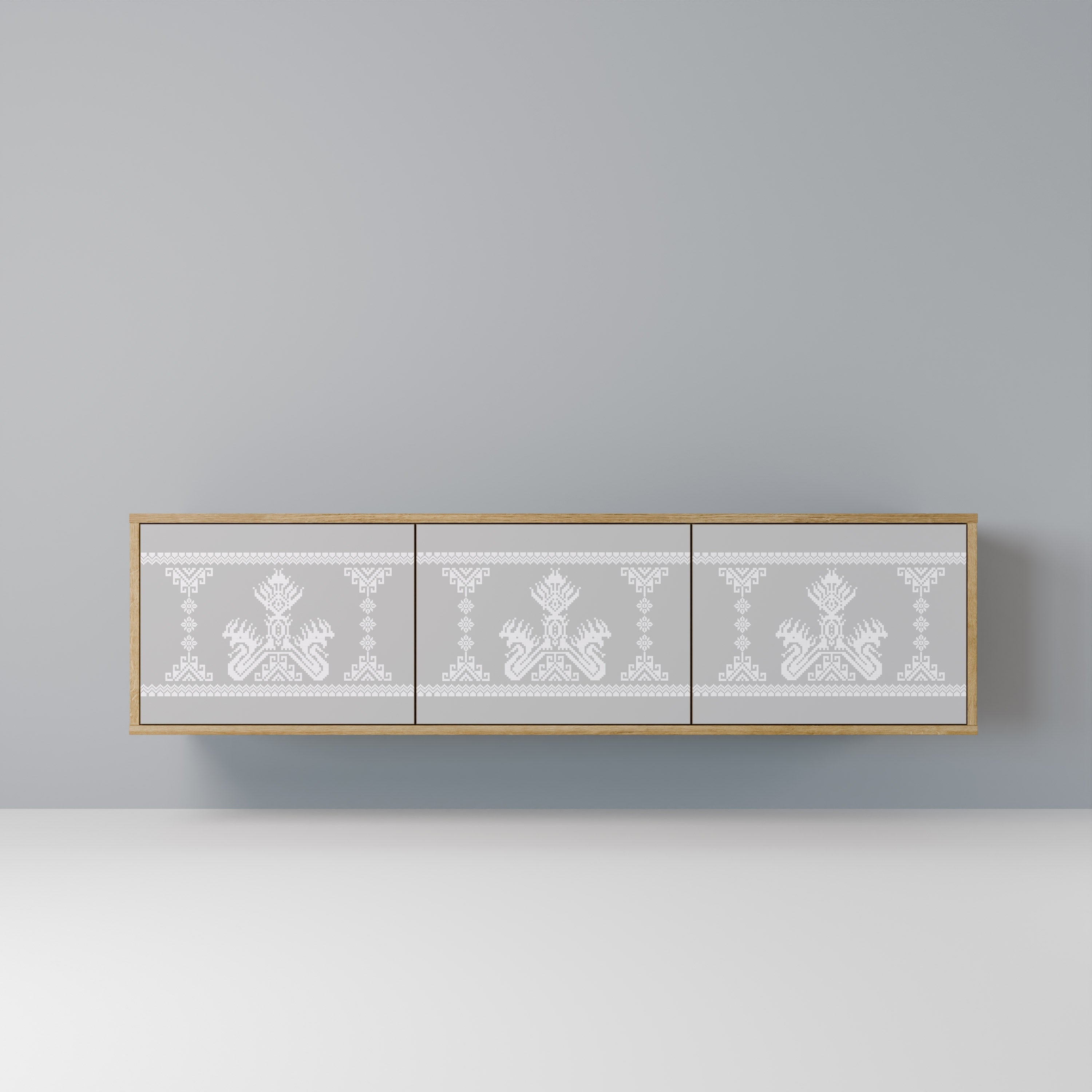 THAI GRAY Móvel de TV com 3 Portas em Efeito Carvalho