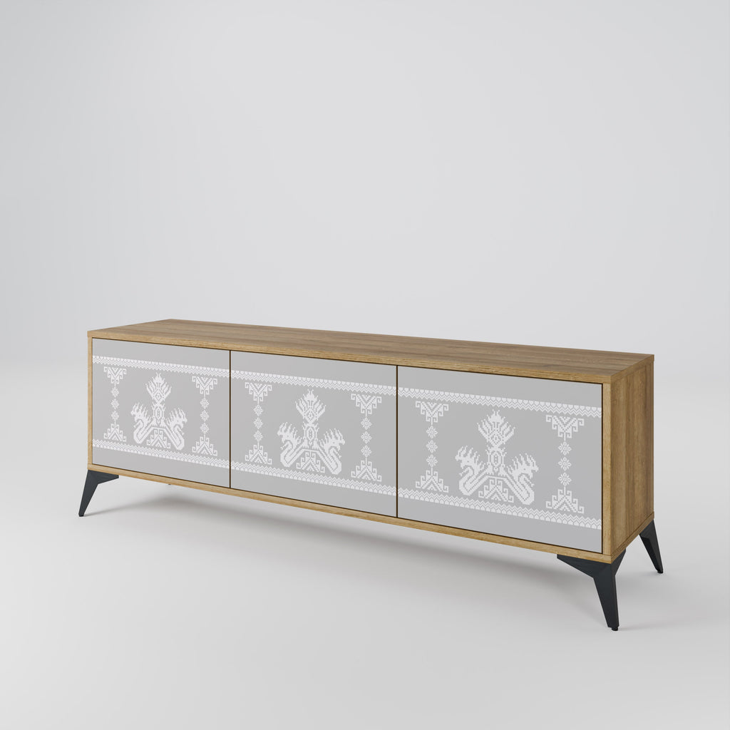 THAI GRAY Móvel de TV com 3 Portas em Efeito Carvalho