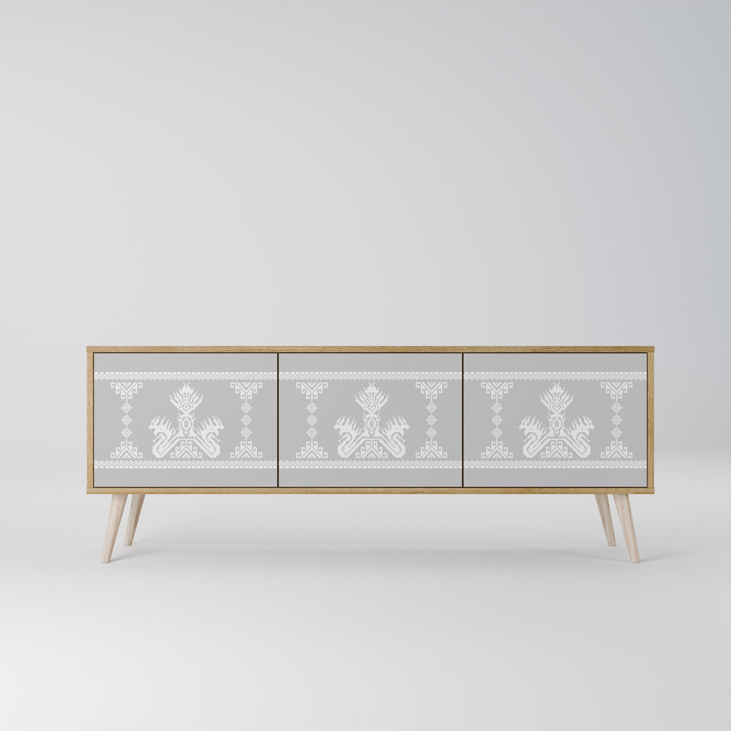 THAI GRAY Móvel de TV com 3 Portas em Efeito Carvalho