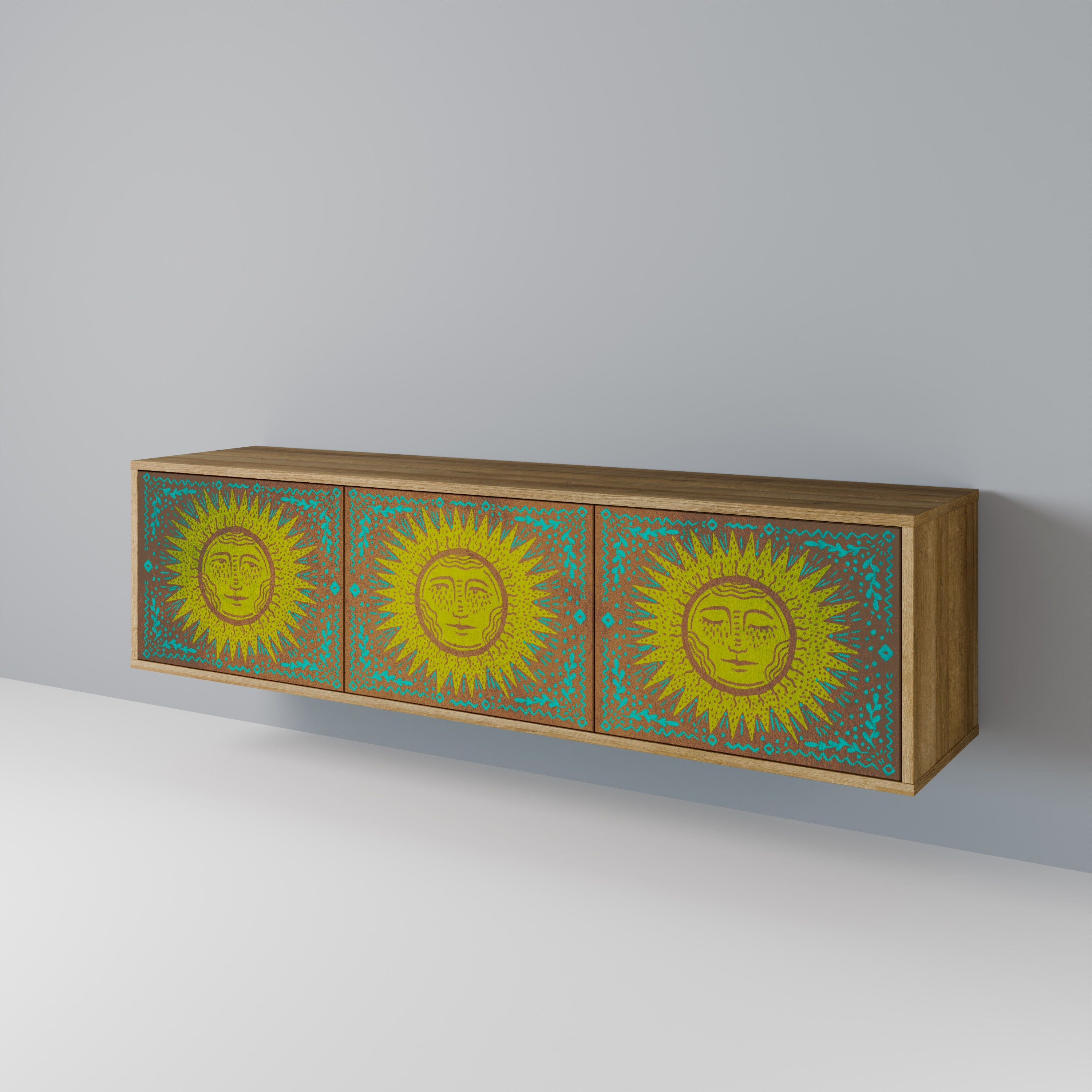 SUNSHINE EULOGY Móvel de TV com 3 Portas em Efeito Carvalho