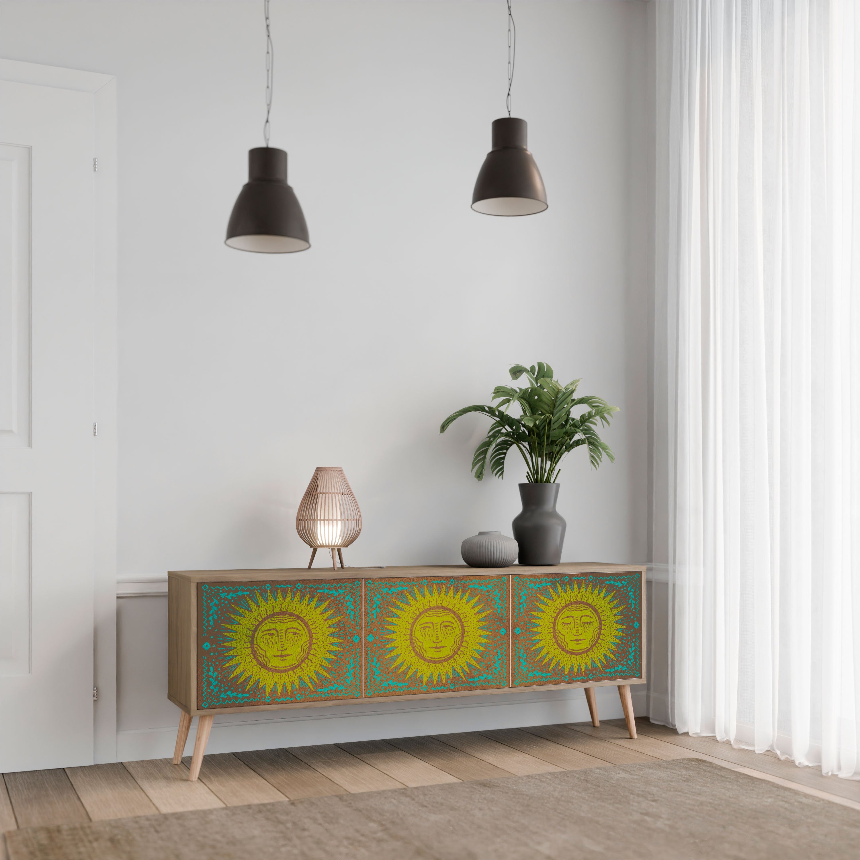 SUNSHINE EULOGY Móvel de TV com 3 Portas em Efeito Carvalho