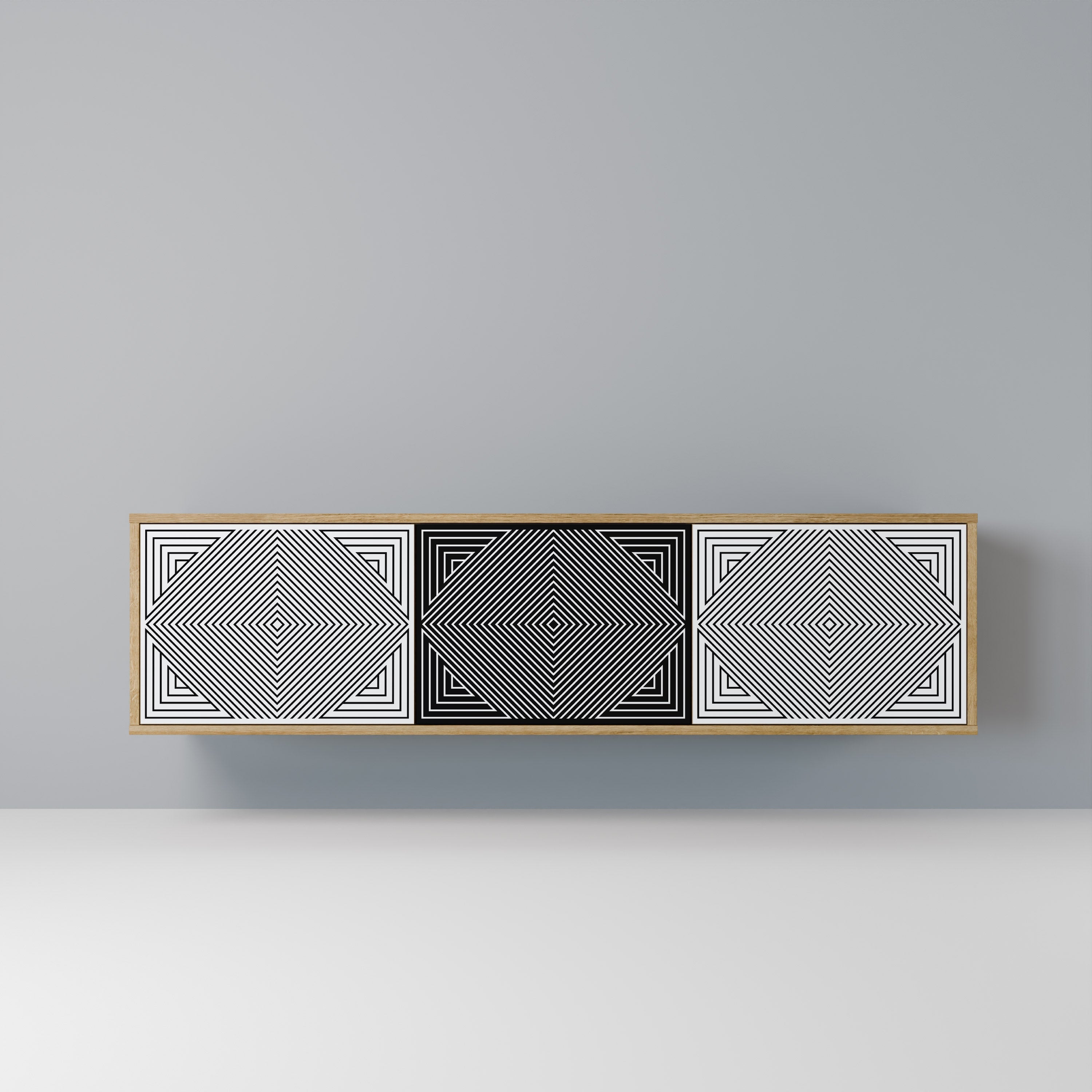 POLYGON ILLUSION Móvel de TV com 3 Portas em Efeito Carvalho