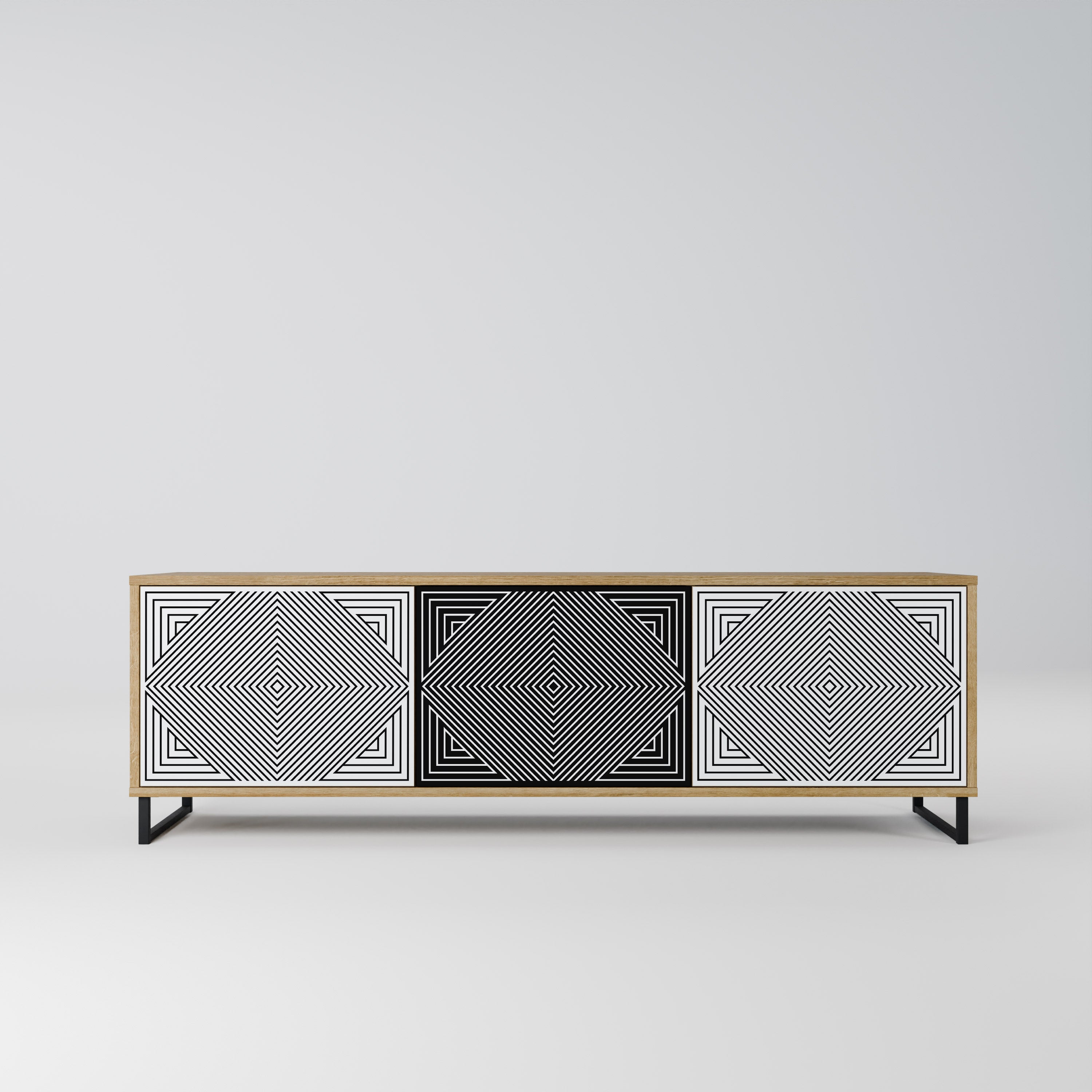 POLYGON ILLUSION Móvel de TV com 3 Portas em Efeito Carvalho