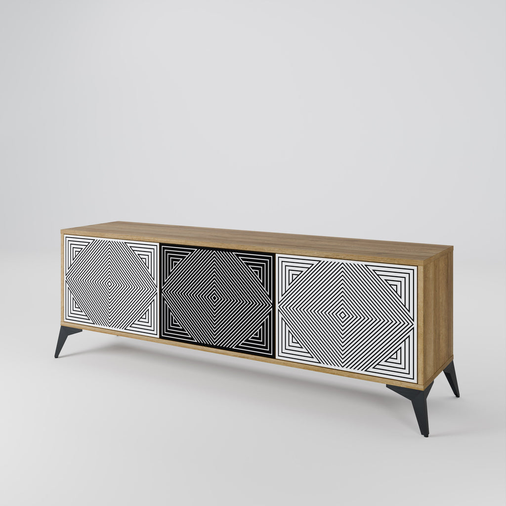 POLYGON ILLUSION 3-Door TV Stand in Oak Effect