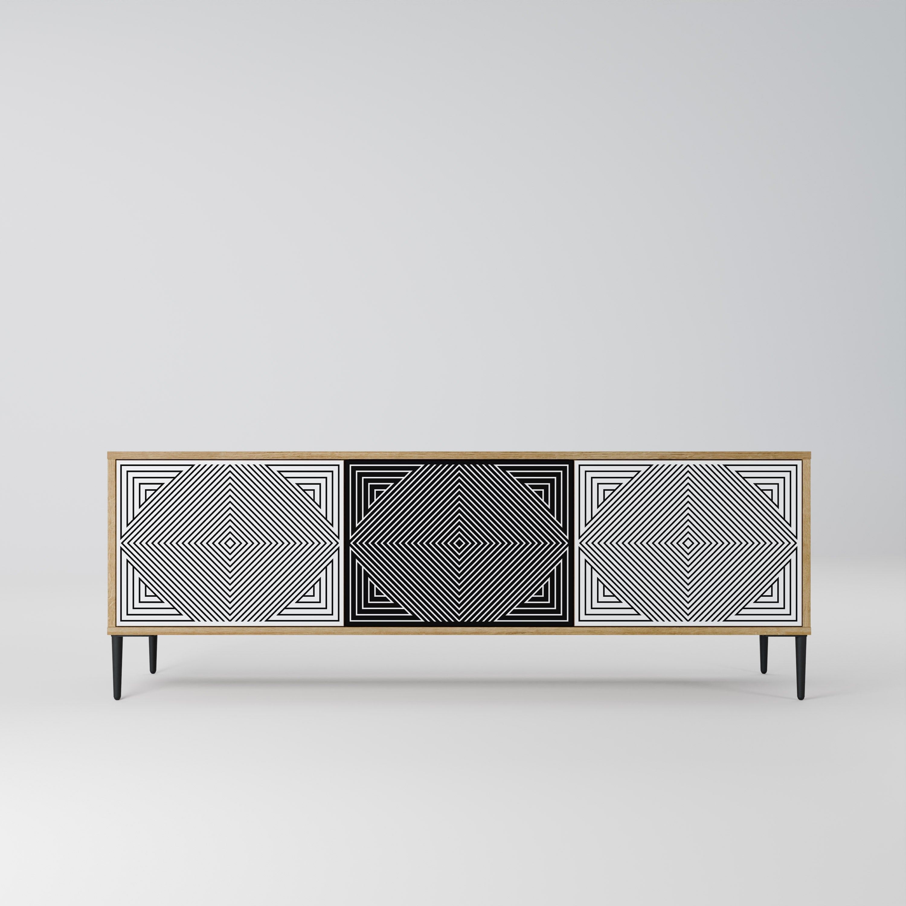 POLYGON ILLUSION Móvel de TV com 3 Portas em Efeito Carvalho