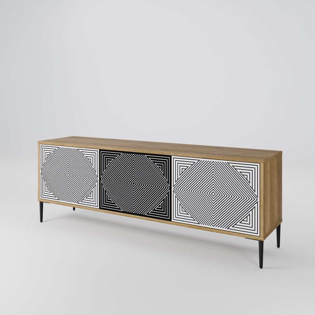 POLYGON ILLUSION 3-Door TV Stand in Oak Effect