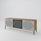 POLYGON ILLUSION 3-Door TV Stand in Oak Effect