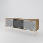POLYGON ILLUSION 3-Door TV Stand in Oak Effect
