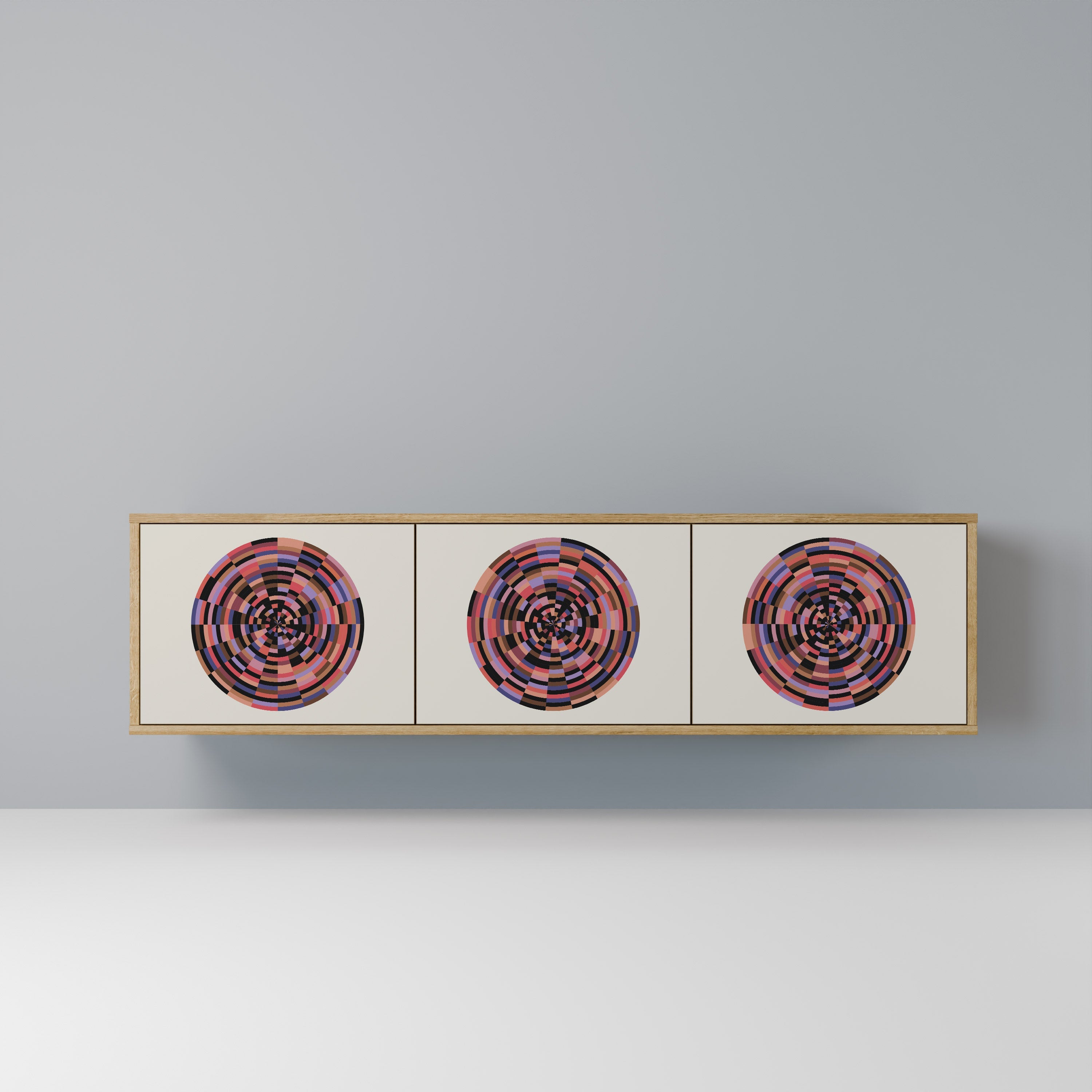 BROWN CIRCLES Móvel de TV com 3 Portas em Efeito Carvalho