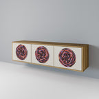 BROWN CIRCLES Móvel de TV com 3 Portas em Efeito Carvalho