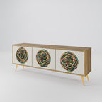 GREEN CIRCLES Móvel de TV com 3 Portas em Efeito Carvalho