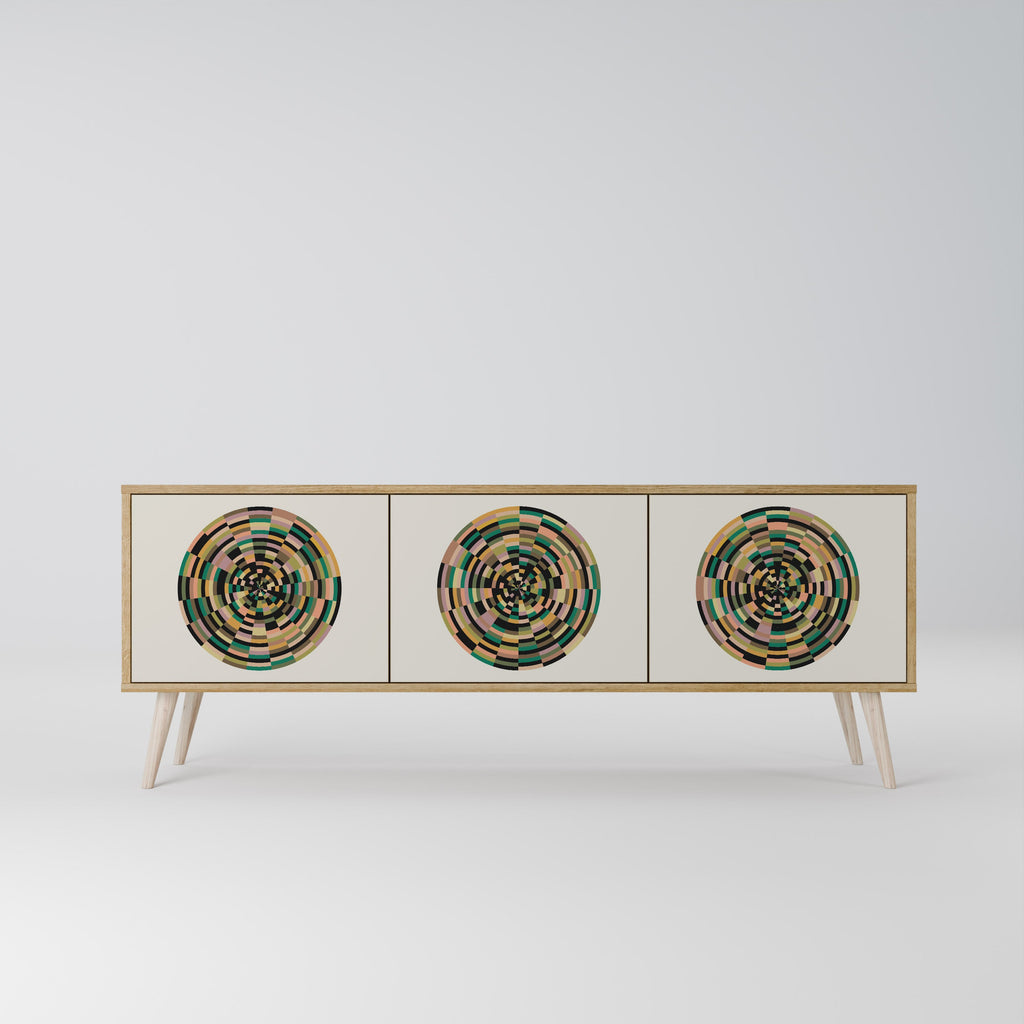 GREEN CIRCLES Móvel de TV com 3 Portas em Efeito Carvalho