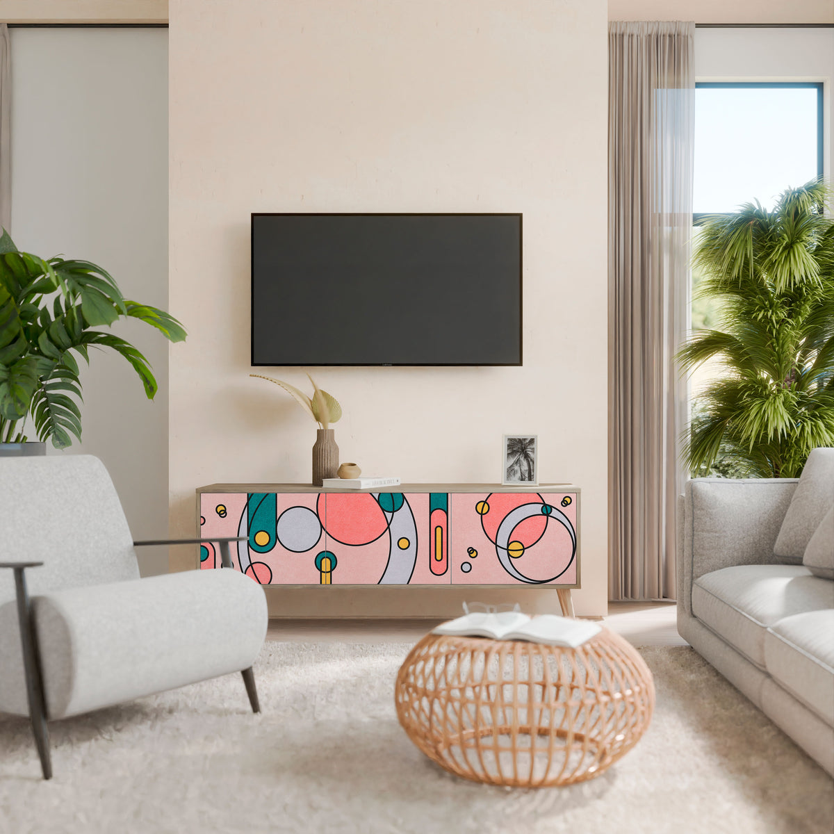 GOSSAMER ECHOES 3-Door TV Cabinet
