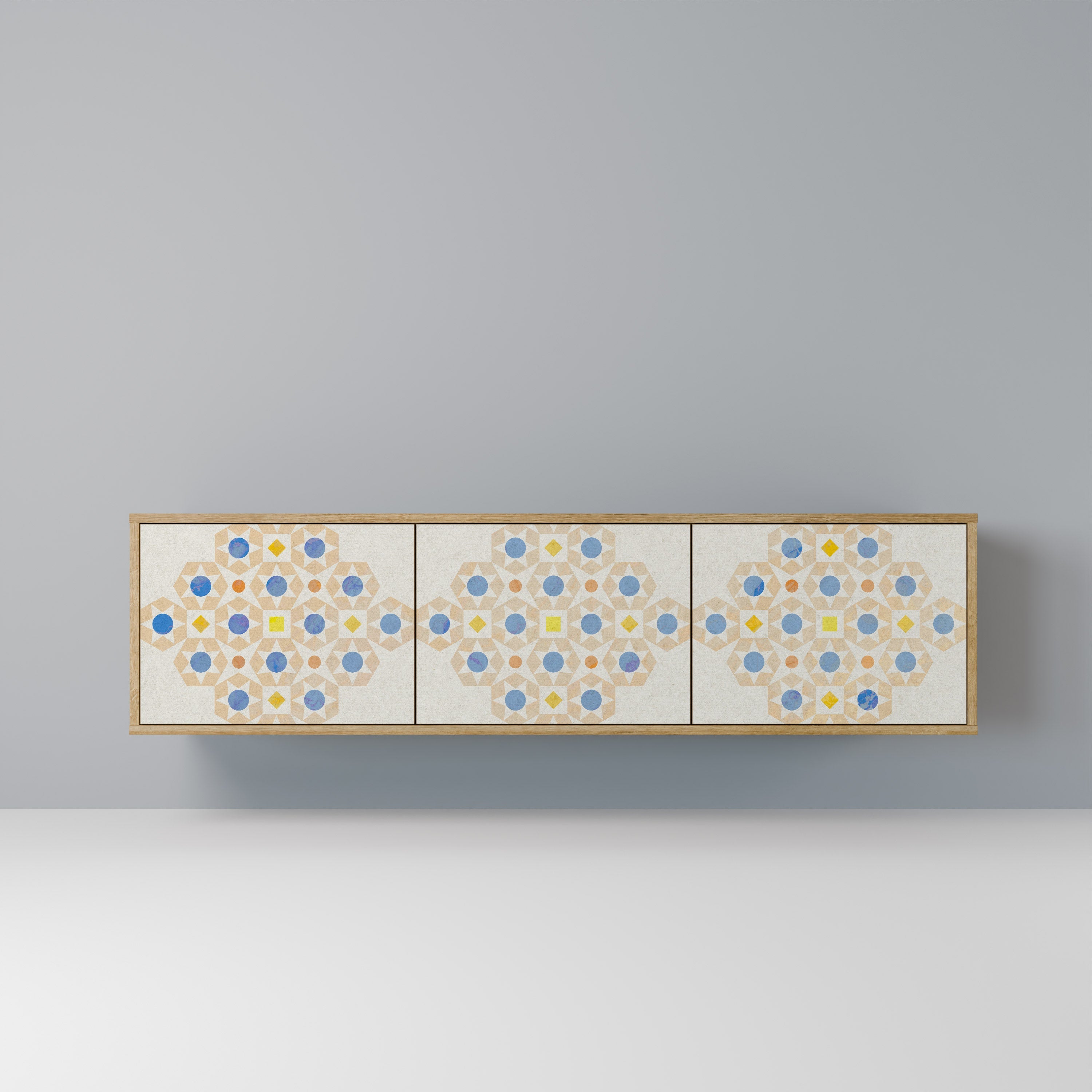 PATTERNED PRISM Móvel de TV com 3 Portas em Efeito Carvalho