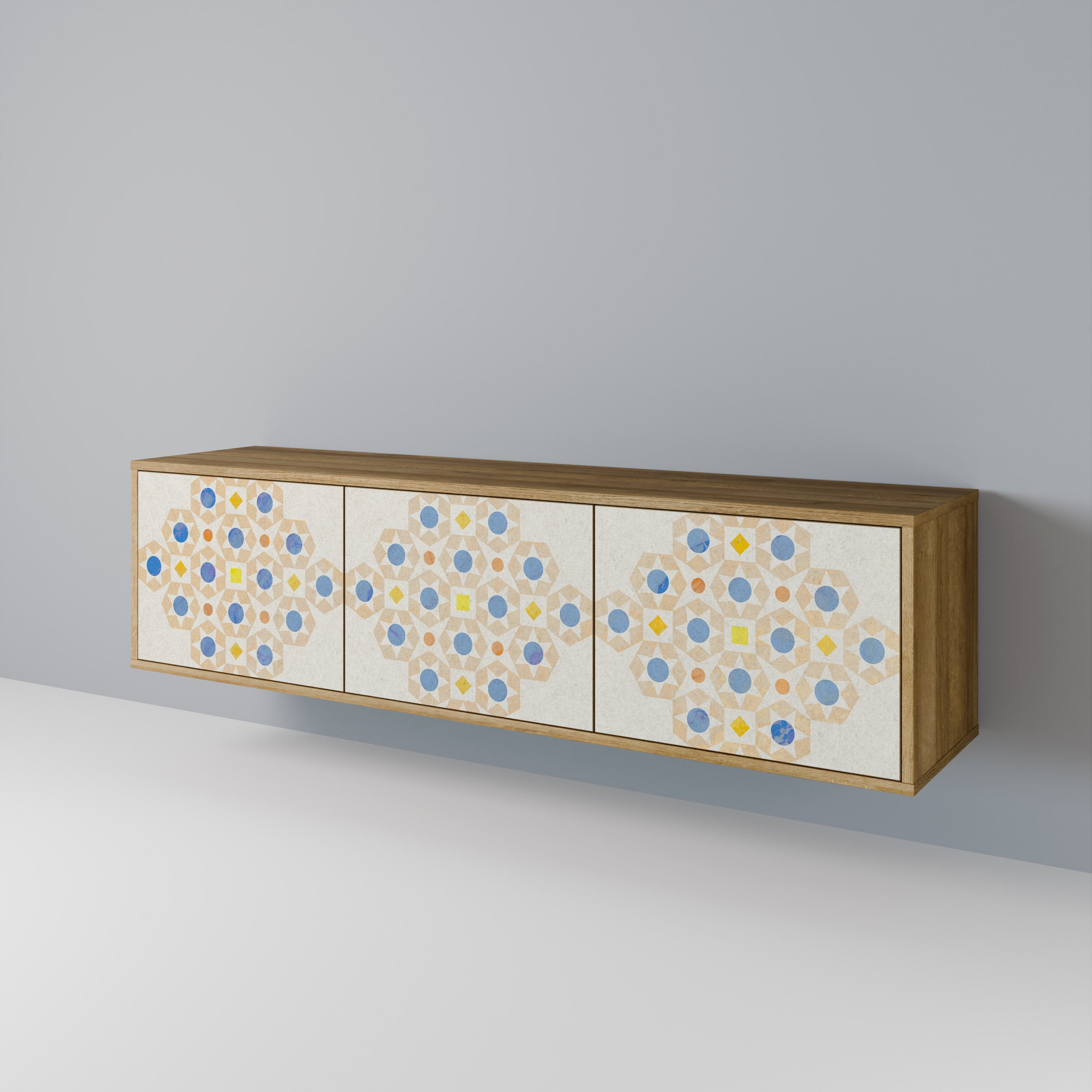 PATTERNED PRISM Móvel de TV com 3 Portas em Efeito Carvalho